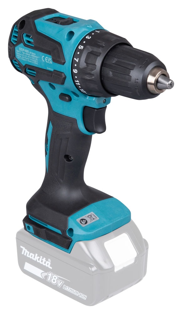 Makita Akku-Bohrschrauber »»DDF490Z« 18V, ohne Akku und Ladegerät« 0-1.900 min⁻¹, 13 mm,  Leistungsstarker & bürstenloser Bohrschrauber mit 65 Nm Drehmoment