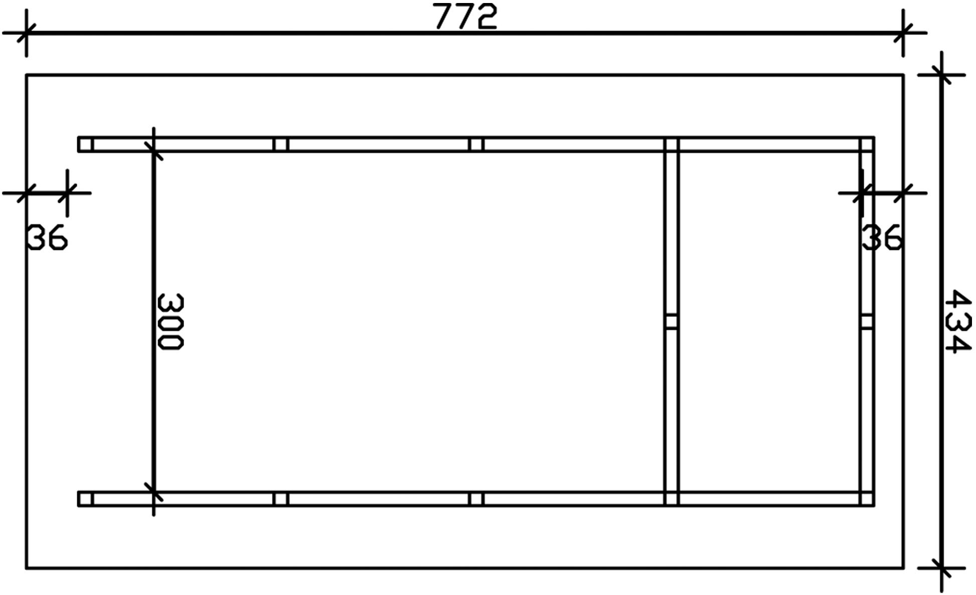 Skanholz Einzelcarport »Schwarzwald«, KVH-Fichte, 300 cm, Weiß, mit Abstellraum, mit Dachschalung