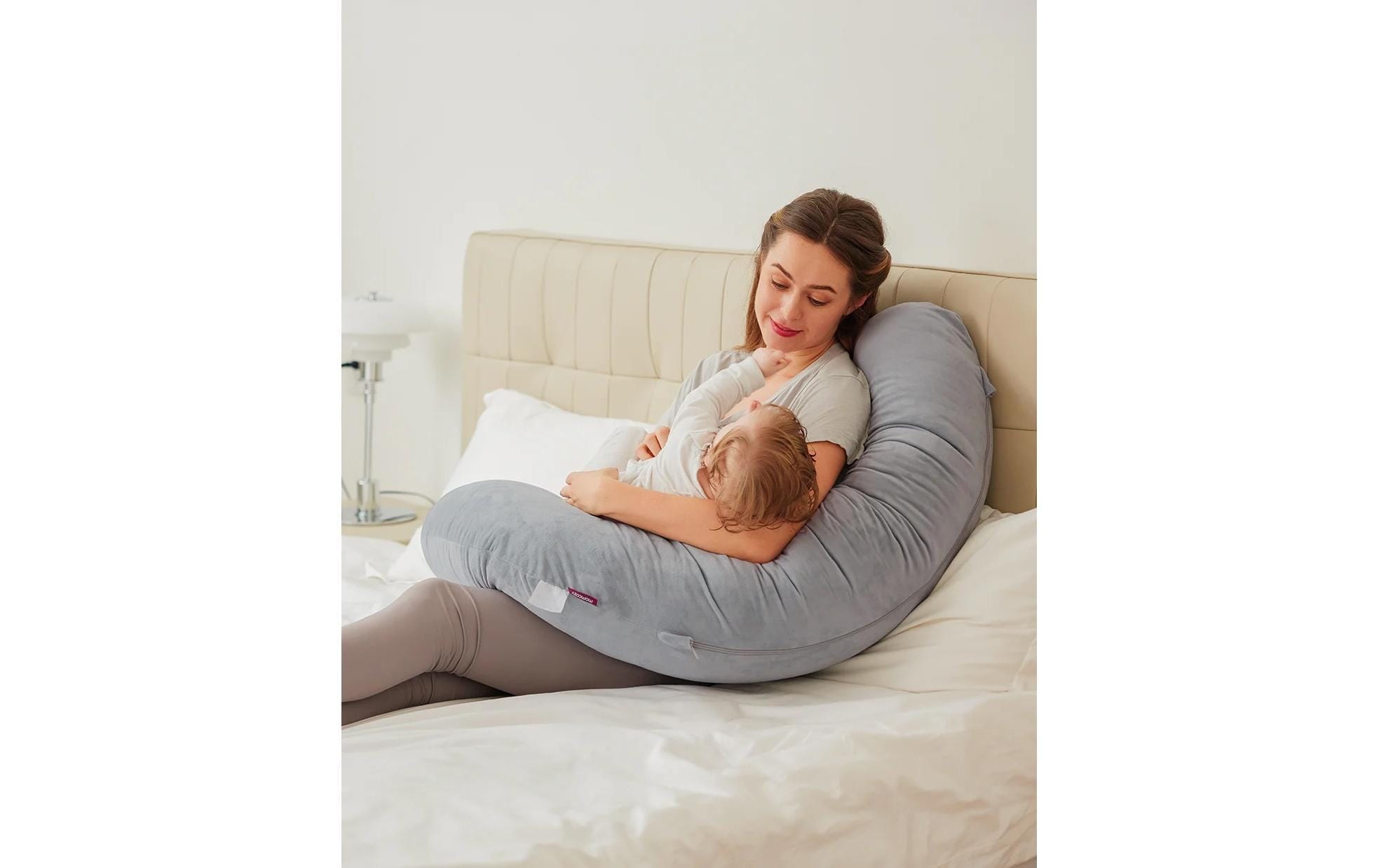 Momcozy Stillkissen »F-förmiges Schwangerschaftskissen Samt, 148 x 78 cm«