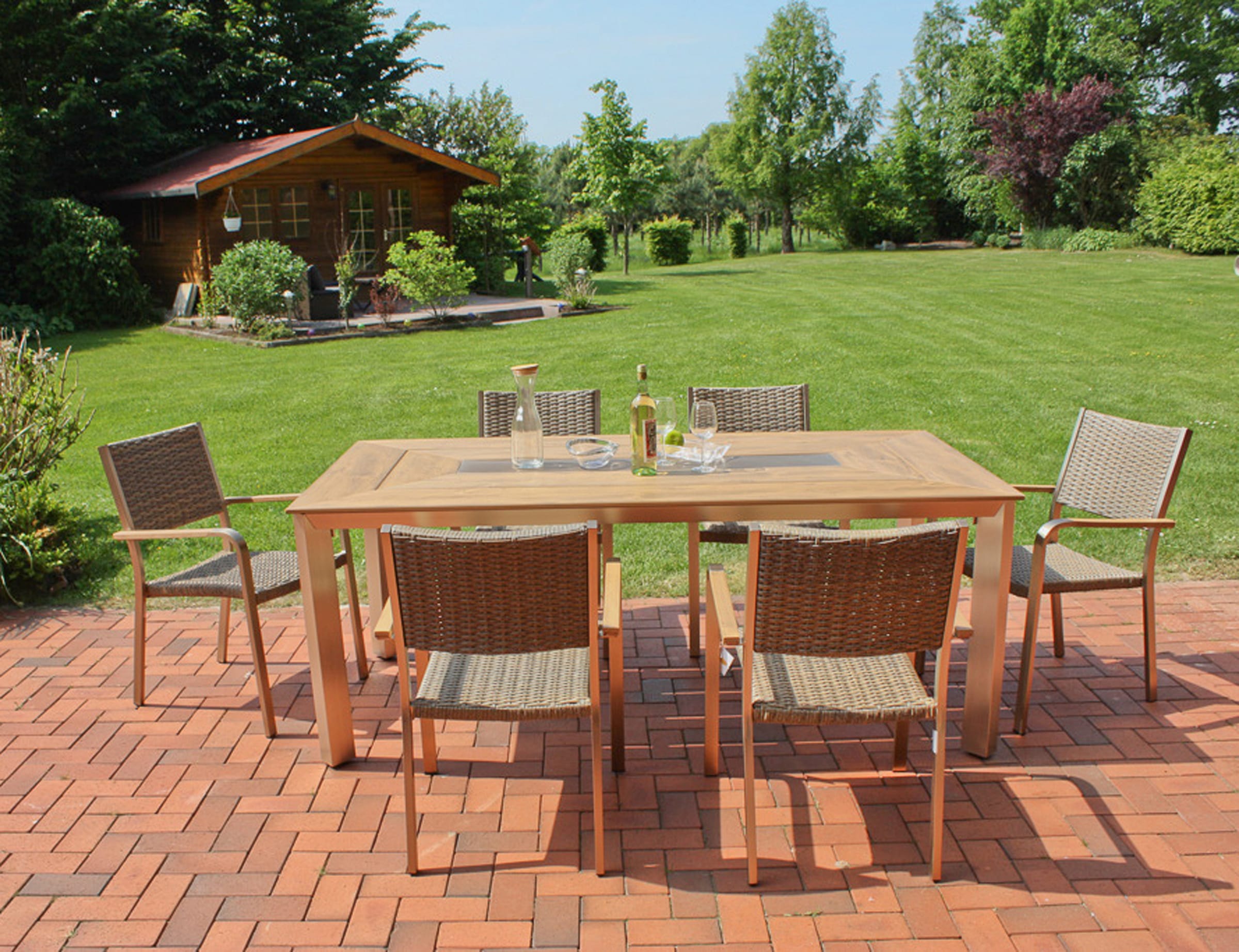 Garden Pleasure Garten-Essgruppe »FLORENCE« 7 Stk. tlg. mit platzsparenden günstig online kaufen