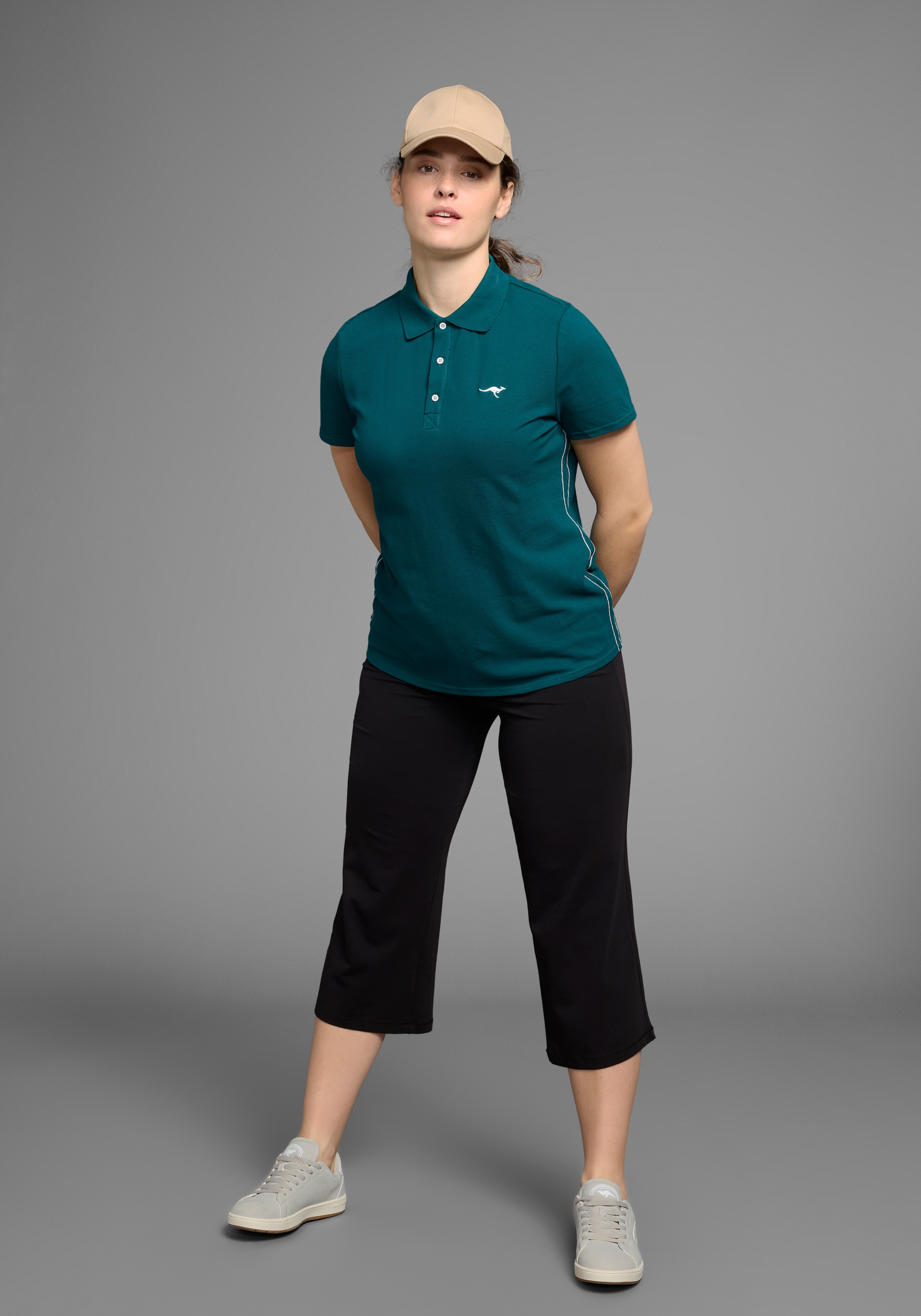 KangaROOS Poloshirt Kurzarm,  unifarben,  Polokragen,  aus Baumwolle, große Größen