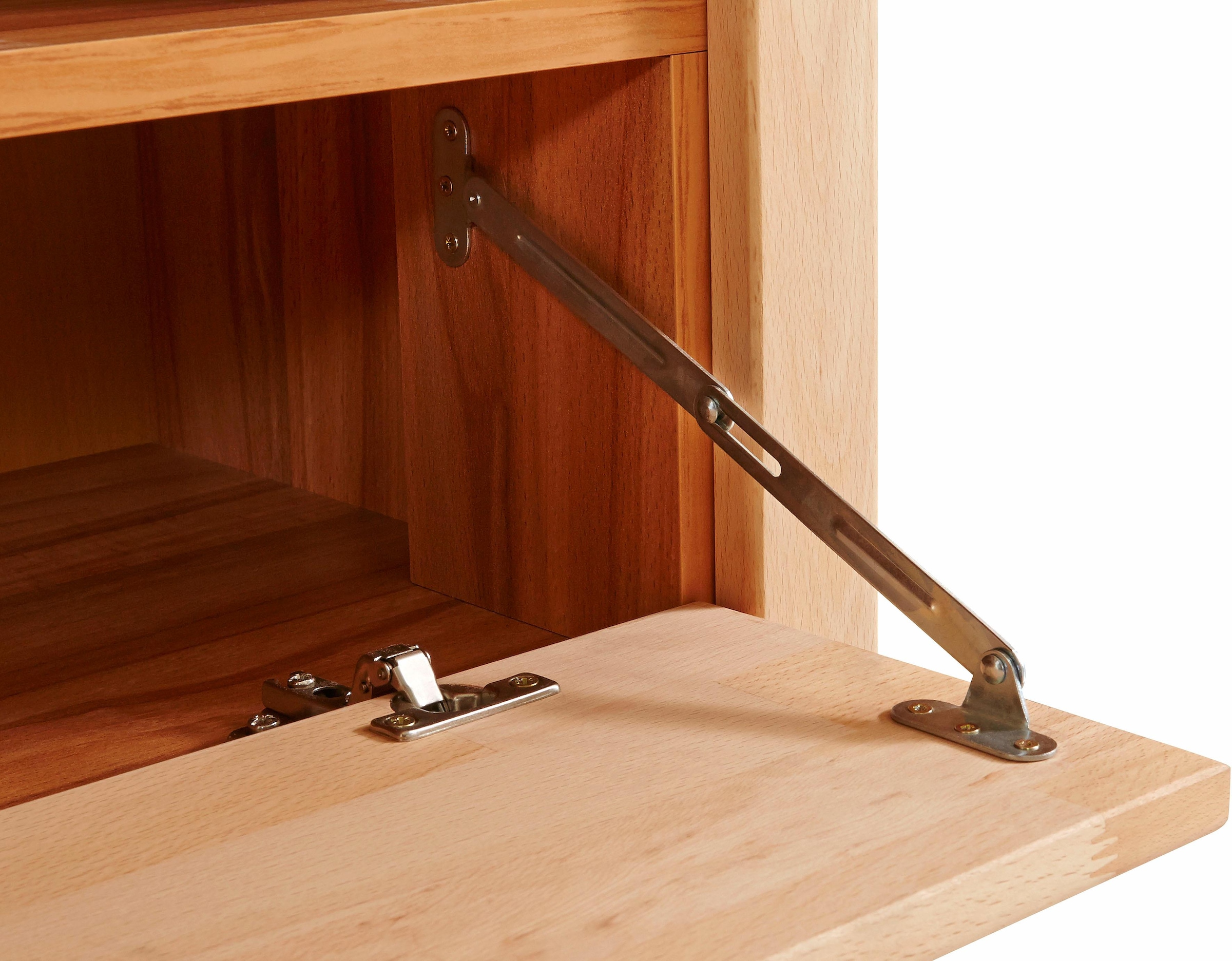 Home affaire Wohnwand »Ribe,Fronten Massivholz,Korpus Holzwekstoff,viel Stauraum«, (Set, 5 St.), Glaseinsatz aus gehärtetem Glas,Böden teilweise versetzbar