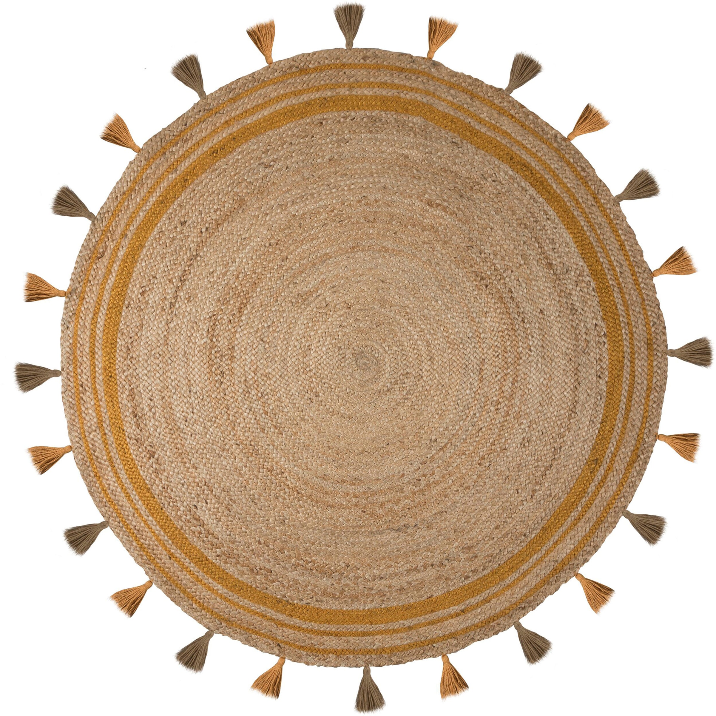 FLAIR RUGS Teppich »Istanbul«, rund, 7 mm Höhe, aus 100% Jute, mit Quasten & Bordüre