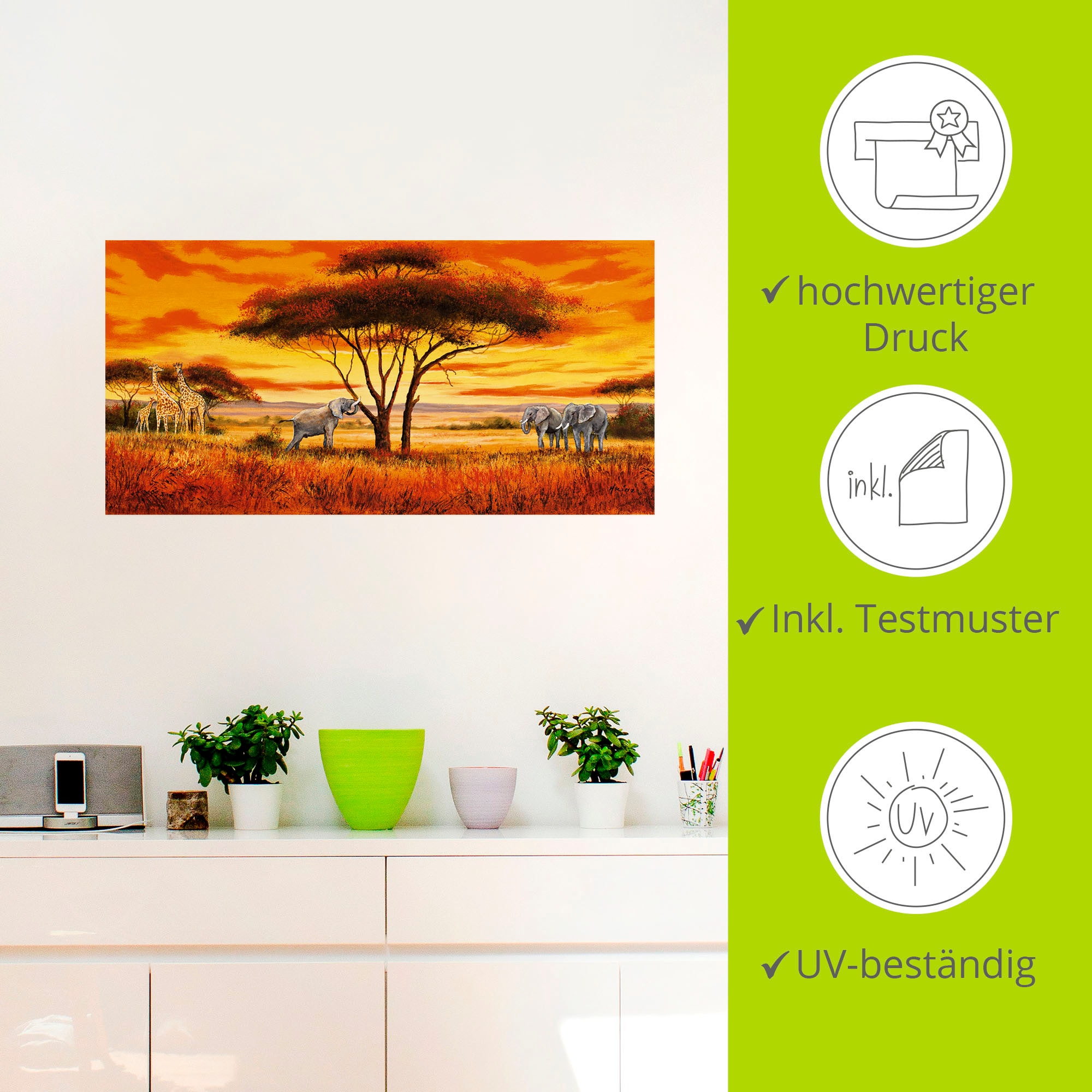 Artland Wandbild »Afrikanische Landschaft II«, Afrika, (1 St.), als Alubild, Outdoorbild, Leinwandbild, Wandaufkleber, versch. Größen