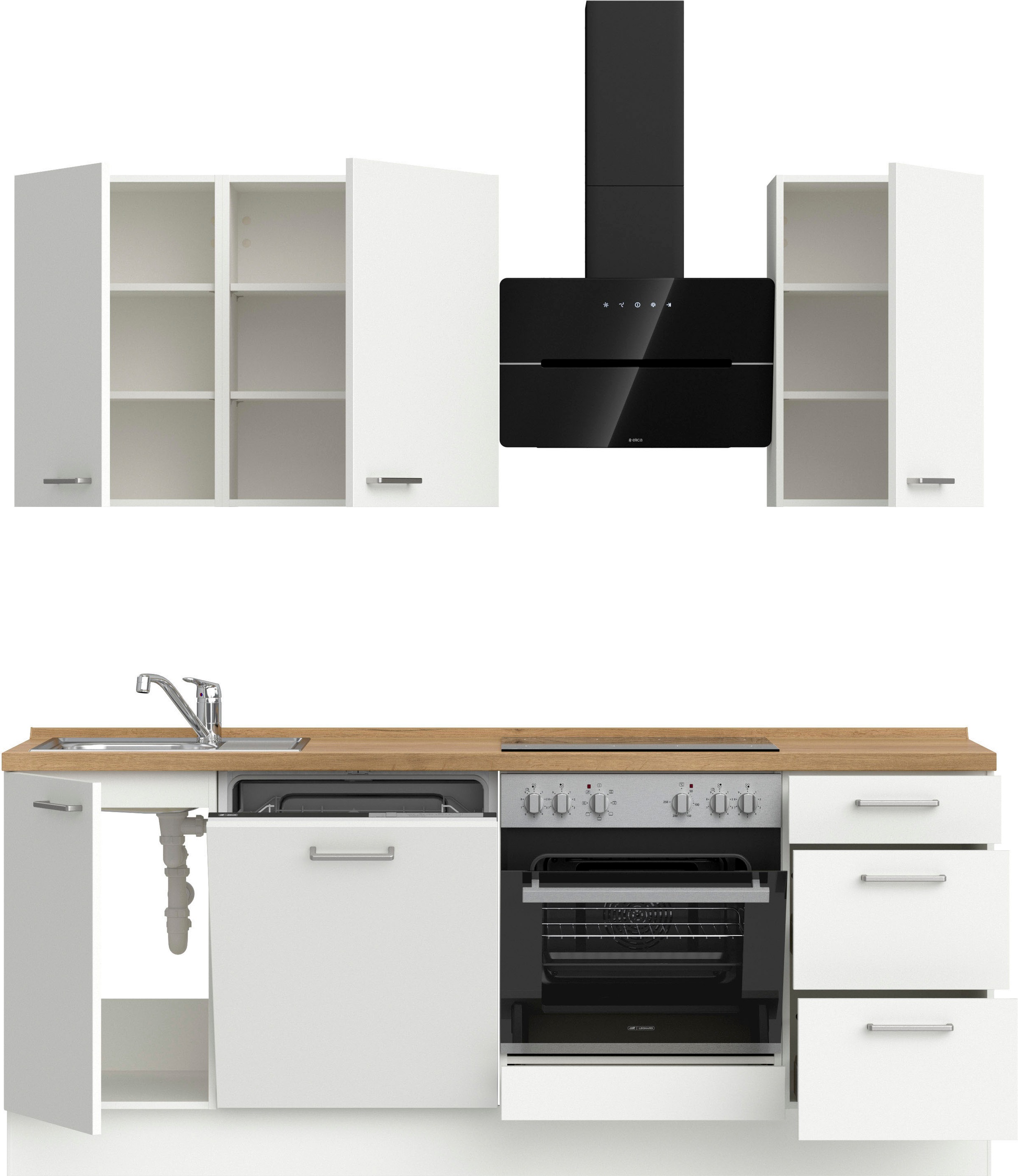 nobilia® Küchenzeile »"Touch II"«, vormontiert, Ausrichtung wählbar, Breite 210 cm, wahlw. mit E-Geräten