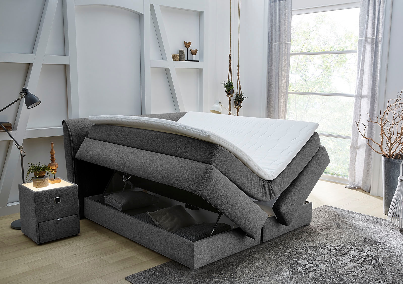 Jockenhöfer Gruppe Boxspringbett »"Carla", Topseller, mit Bettkasten und Kaltschaum-Topper«, inkl. 4 Zierkissen, erhältlich in den Breiten 160 & 180cm