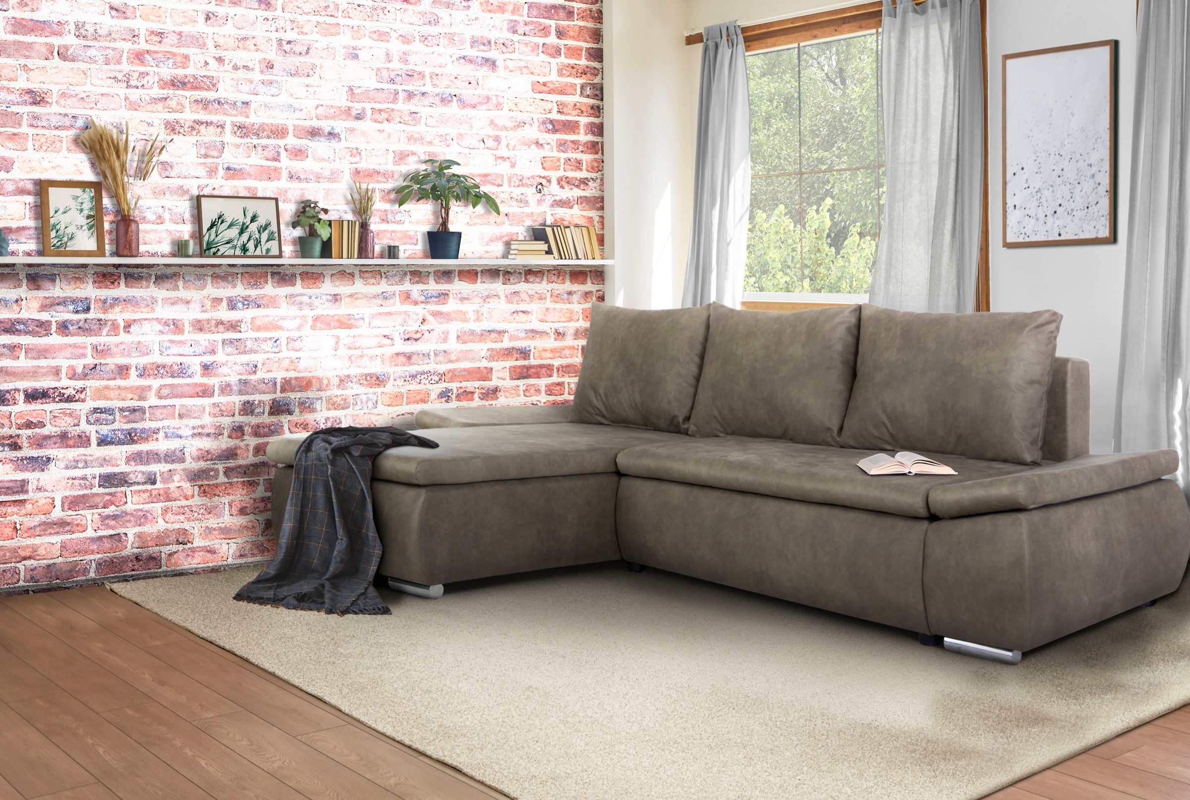 Home affaire Ecksofa Acra L-Form, mit Bettfunktion und Bettkasten, in Matte günstig online kaufen