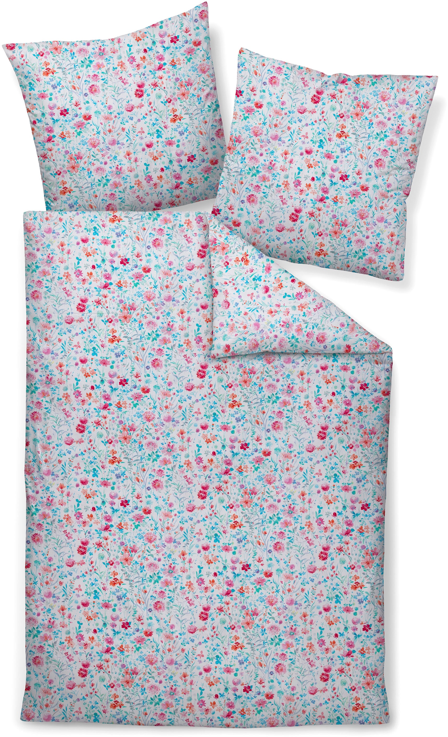 Janine Janine Mako-Satin Bettwäsche moments 98107 rosa mint Größe:  135x200 günstig online kaufen