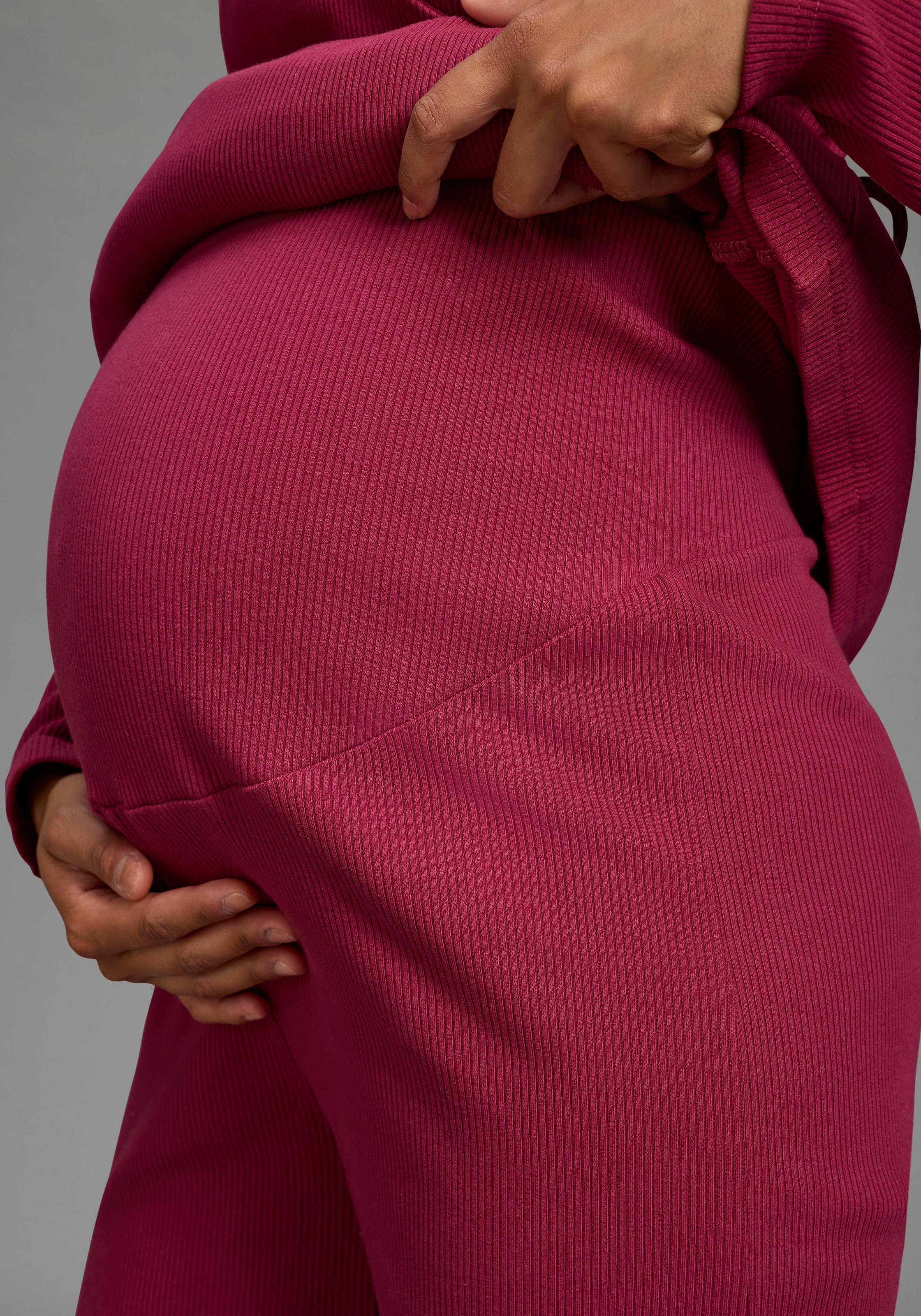 Neun Monate Umstandshose »Weite Jerseyhose für Schwangerschaft & Stillzeit, elastische Rippware«  Umstands-Hose aus Rippware mit weitem Bein