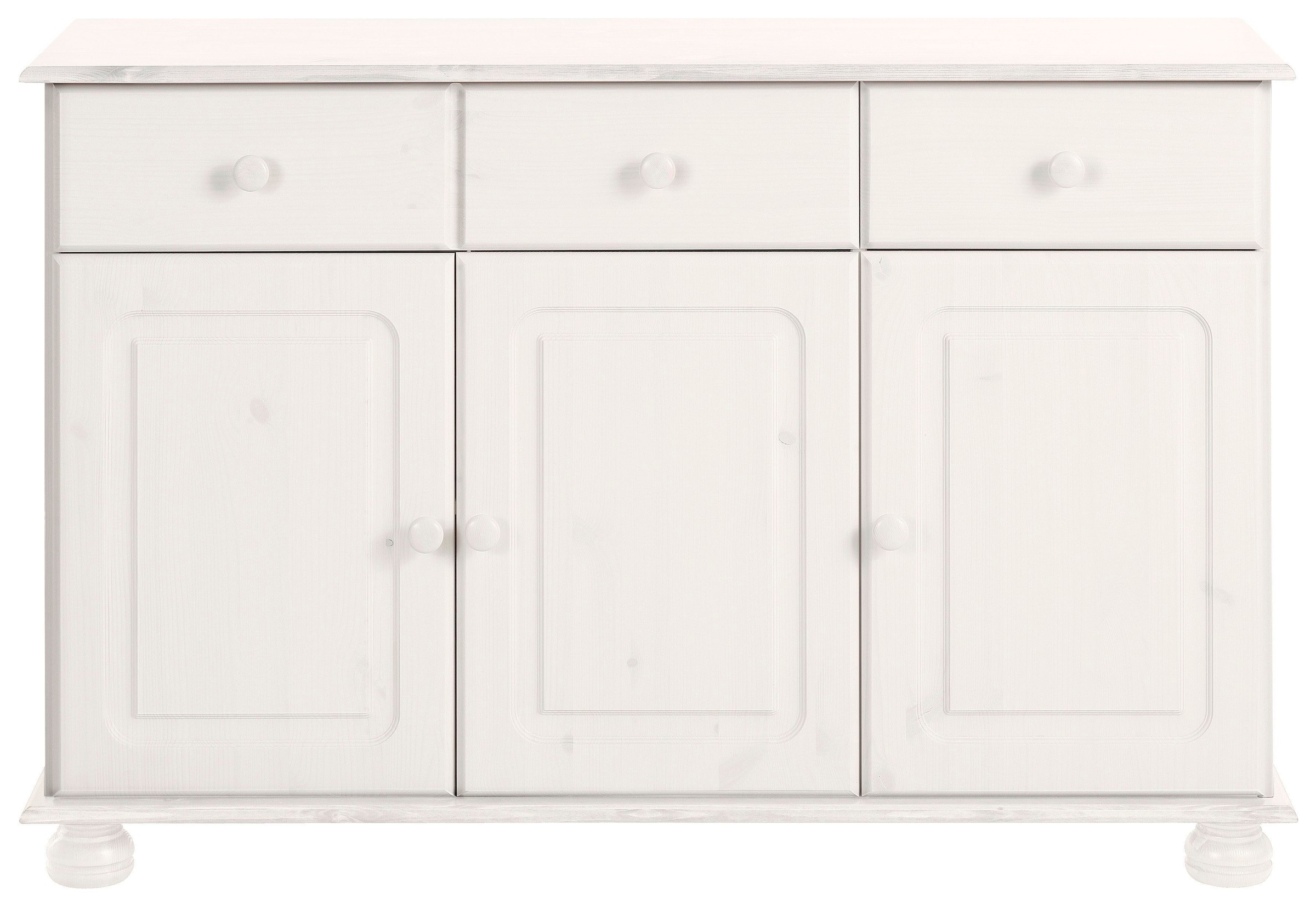 Sideboard „Mette“, mit gefrästen, kugelförmigen Füßen, Breite 120 cm, weiß B/H/T: 120 cm x 77 cm x 34 cm