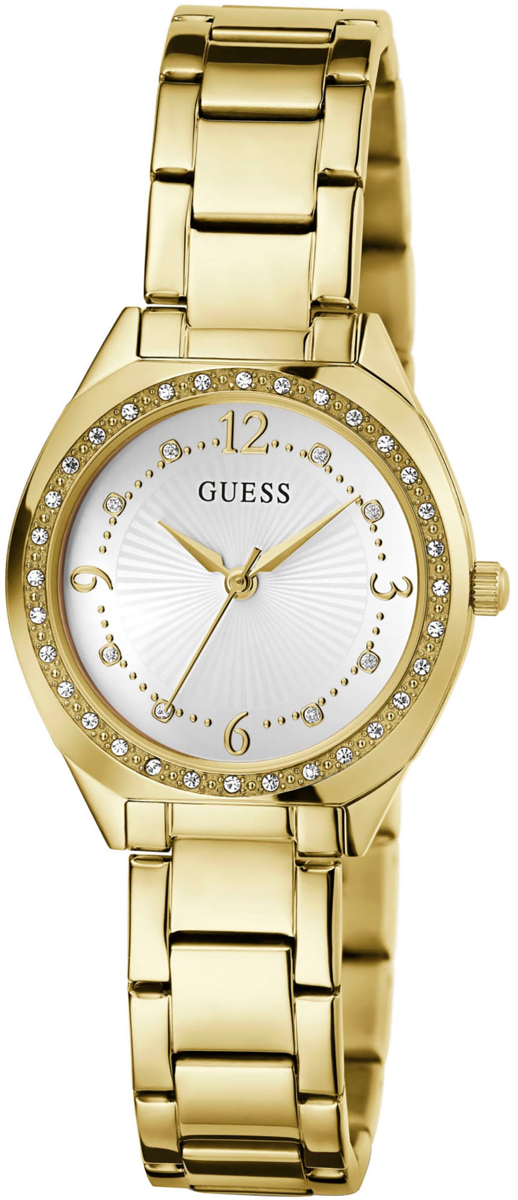 Guess Quarzuhr »CHARLOTTE«, Armbanduhr, Damenuhr, Edelstahlarmband, Mineralglas, analog