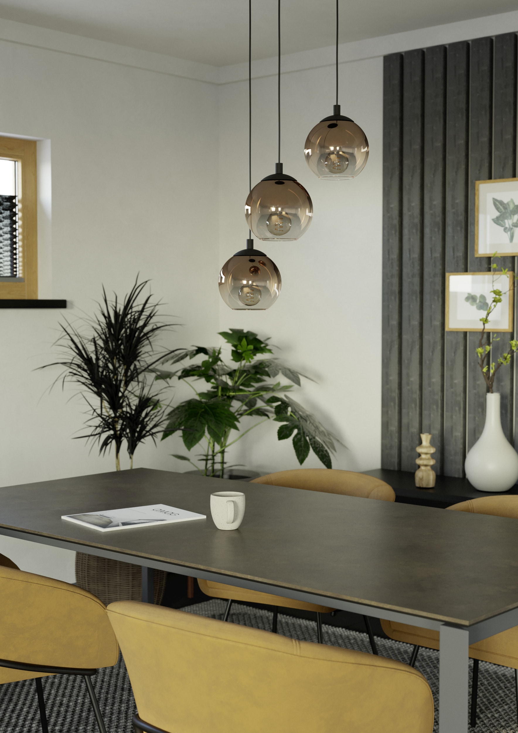 EGLO Hängeleuchte »ARISCANI 1 Pendellampe - Stahl - E27 - 3X60W - IP20« E27 1 Stk. Hängelampe, Deckenlampe, Wohnzimmer, Esszimmer, H110 x Ø42,5 cm