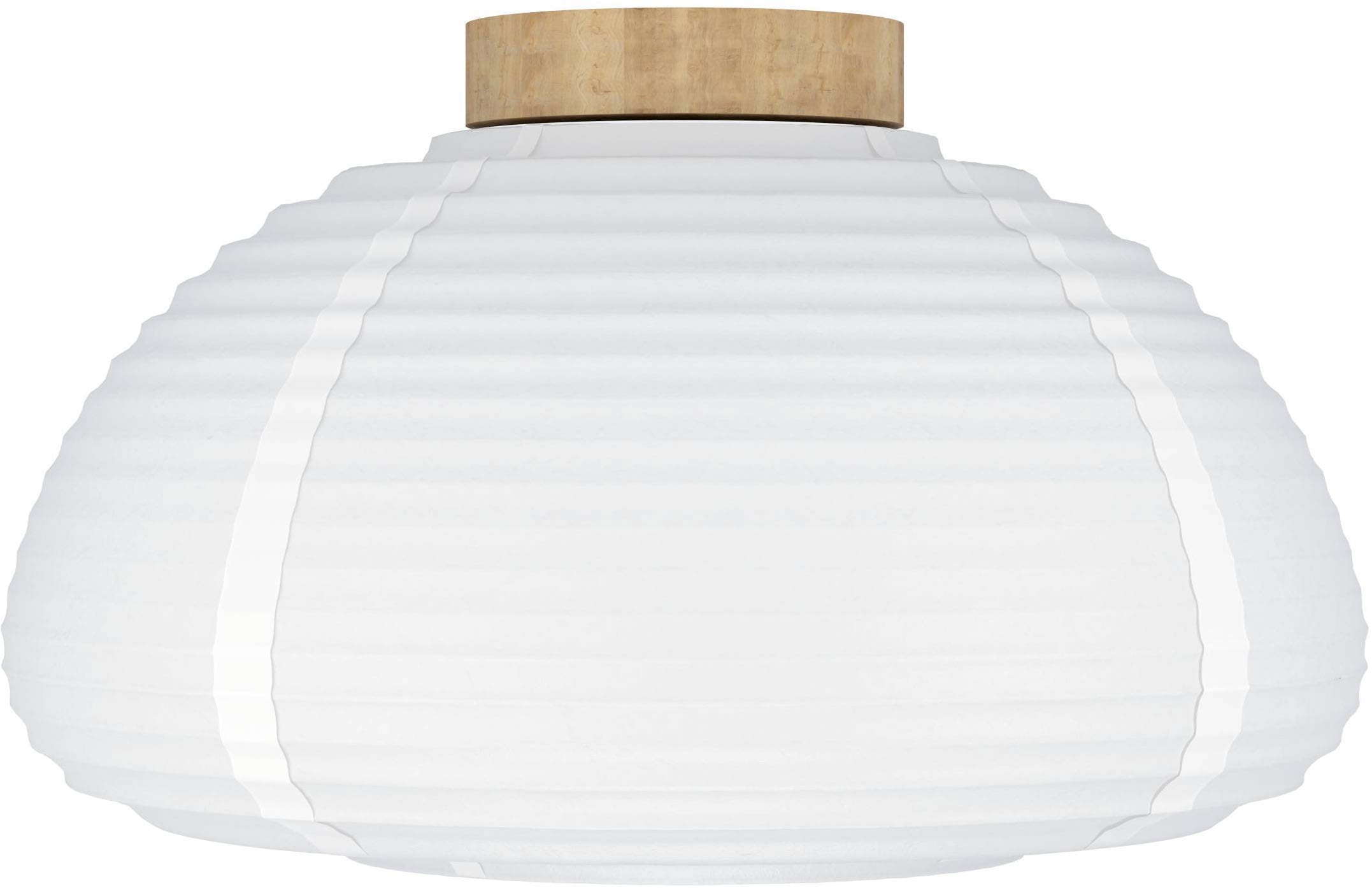 EGLO Deckenleuchte »Summerhill Deckenlampe 1-fach, Japan-Stil, Holz und Papier, Weiß, E27« E27 1 Stk. Wand-/Deckenleuchte - H24,5 x Ø40 cm - braun - 1X40W exkl.