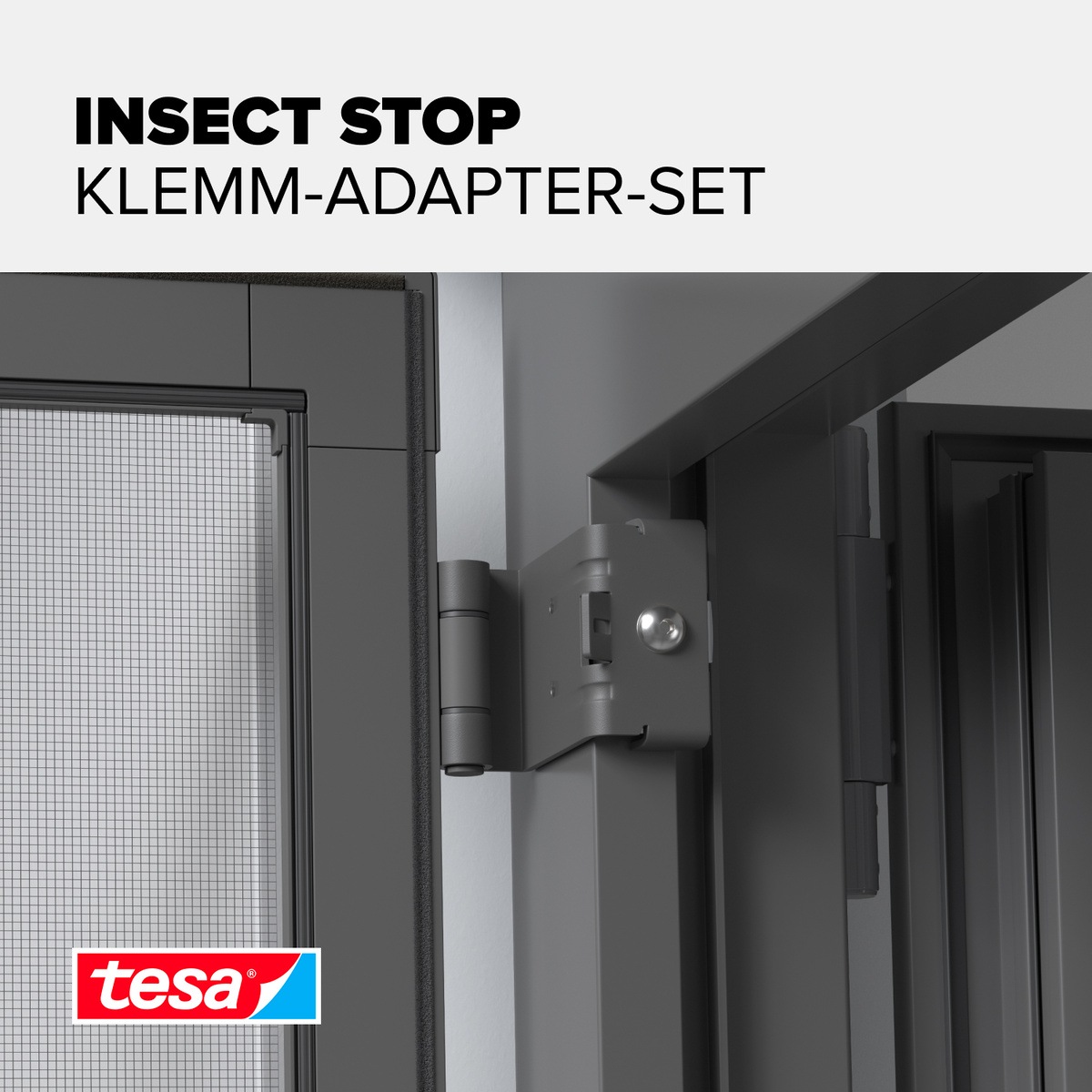 tesa Insektenschutz-Tür »Klemm-Adapter-Set - Tür-Klemme, Montage KIT« Packung, Adapter für FALT Fenster-türen, 3 Stk. tlg. INSECT STOP einfache Montage, ohne Bohren oder Schrauben