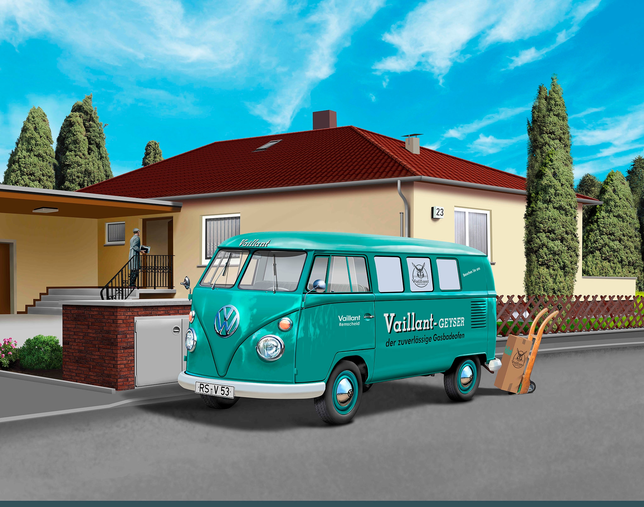 Revell® Modellbausatz »Geschenkset VW T1 Bus 150 Jahre Vaillant« Made in Europe