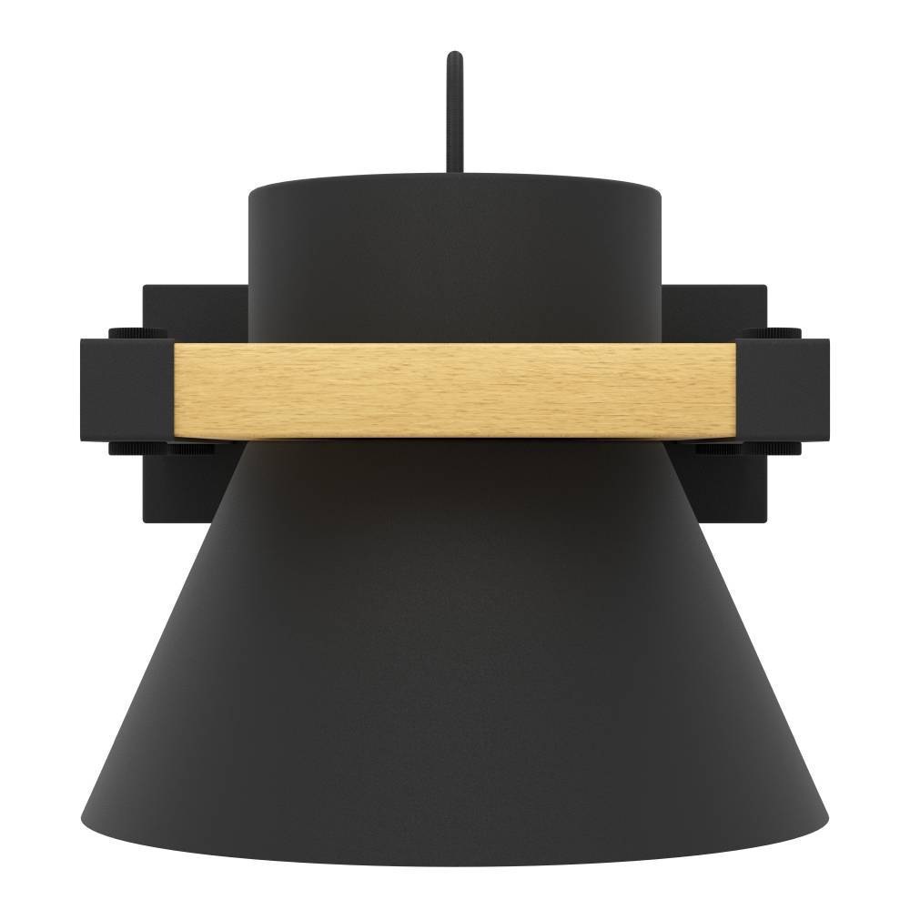 EGLO Wandleuchte »MACCLES«, 1 flammig, Leuchtmittel E27 | ohne Leuchtmittel, Wandleuchte, Flurlampe, schwarz, Metall und Holz, Lampe Wand und Decke