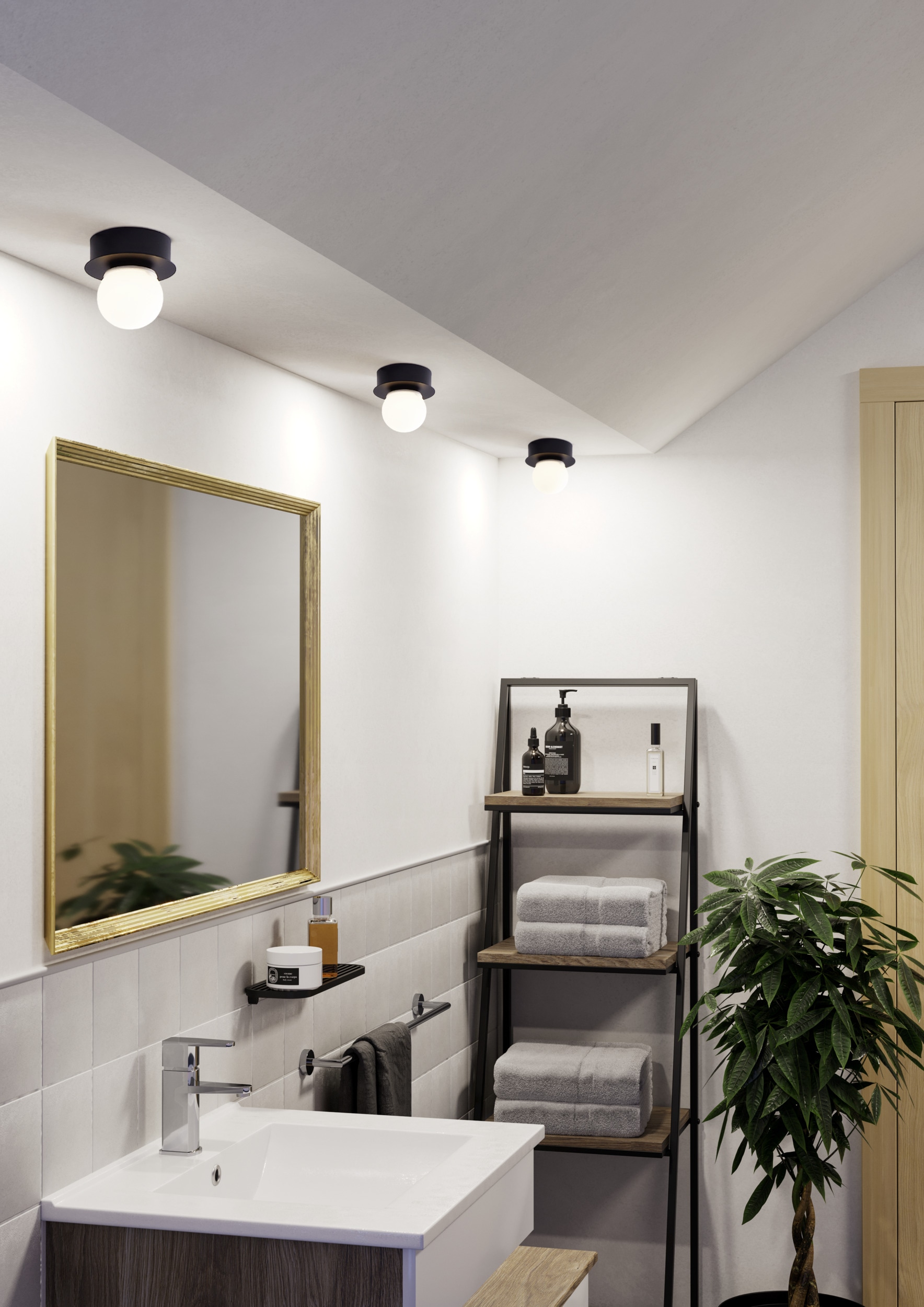 EGLO Deckenleuchte »MOSIANO Wand- / Deckenlampe - Stahl - LED - 1X3,3W - IP44« LED-Modul 1 Stk. Warmweiß