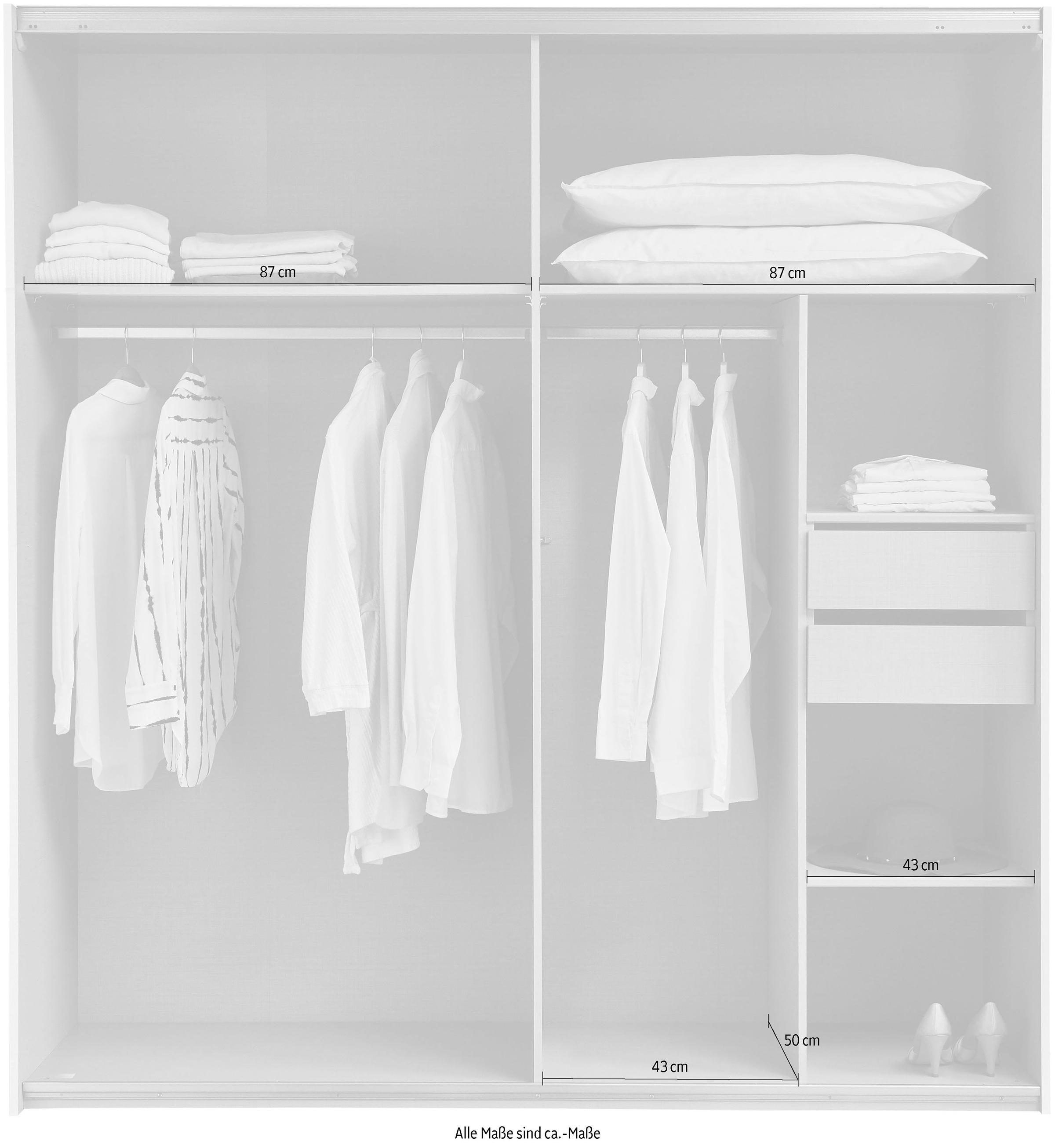 Wimex Schwebetürenschrank »Jork Kleiderschrank mit Spiegel, schwarze Metallgriffe«, Schrank in verschiedenen Größen und Innenausstattungsvarianten