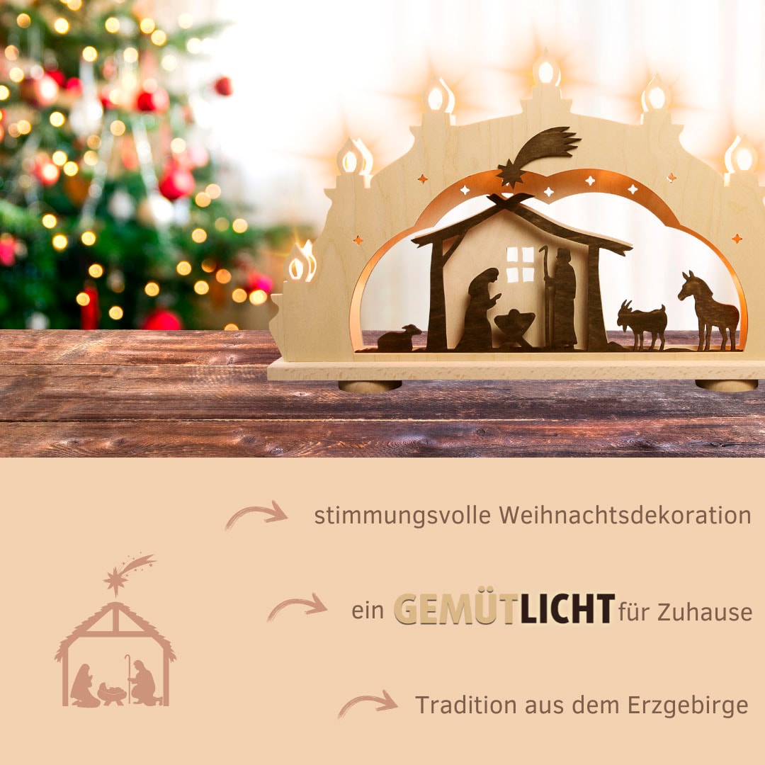 Weigla LED Schwibbogen, Erzgebirge garantiert, Weihnachtsdeko Innen, Weihnachtsbeleuchtung