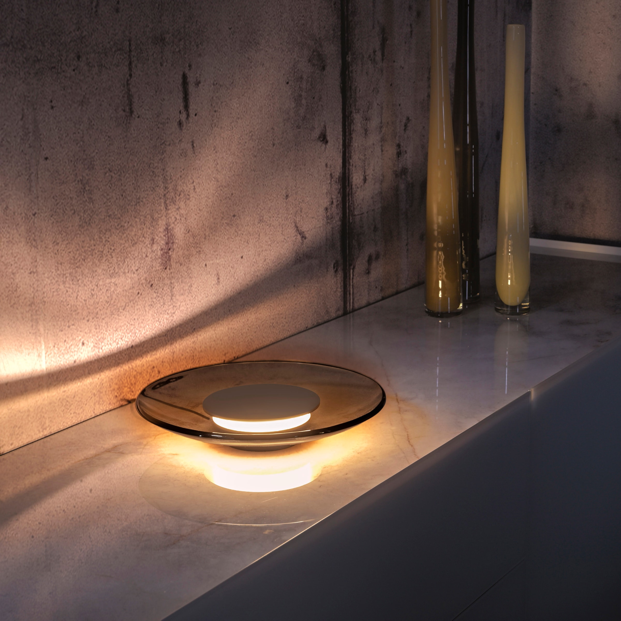 Neuhaus PURE LED Tischleuchte »PURE Moon« LED-Board 1 Stk. Warmweiß Stufenloses dimmen per Touchdimmer, Glas amberfarben