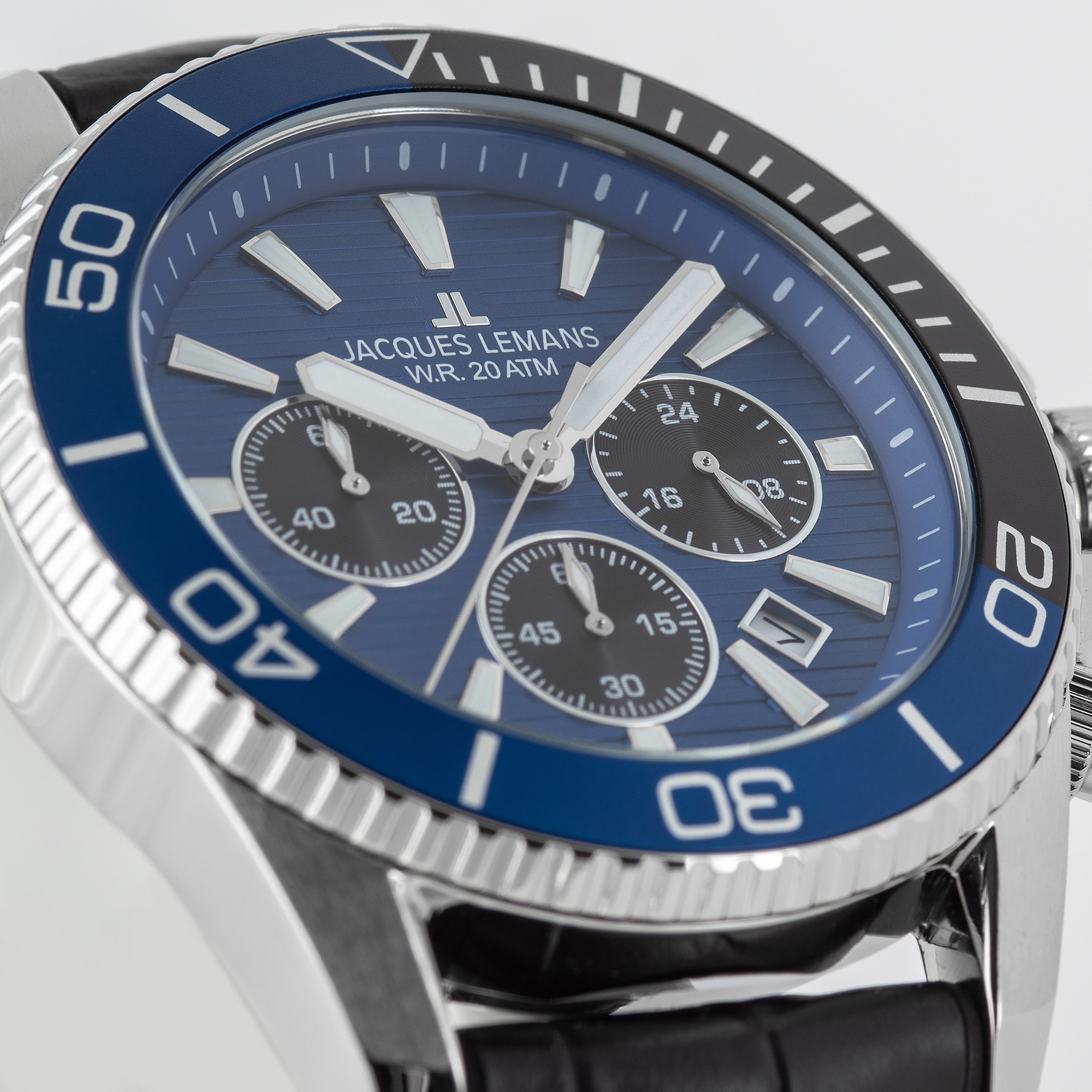 Jacques Lemans Chronograph »Liverpool Diver« Quarzuhr, Armbanduhr, Herrenuhr, Lederarmband, analog, Tag