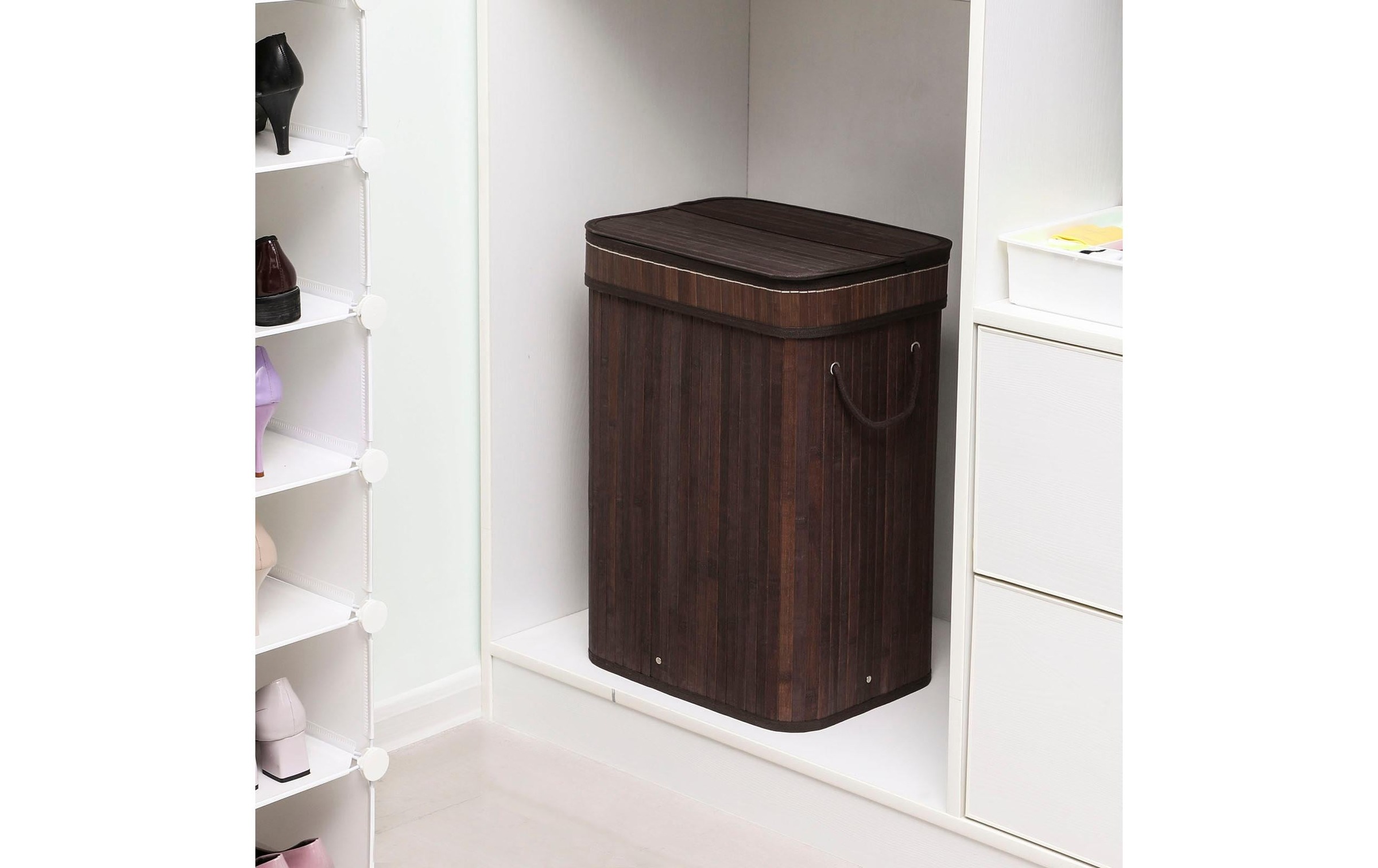 SONGMICS Wäschekorb »für trockene Wäsche 72 l, Dunkelbraun« Holzart: Bambus (China)