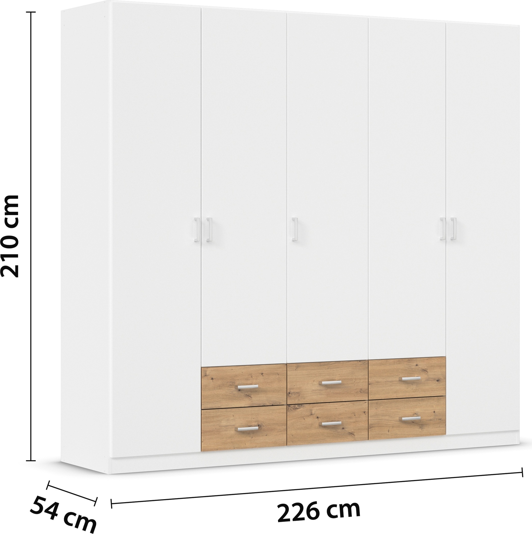 rauch Drehtürenschrank »Kleiderschrank Schrank Garderobe Wäscheschrank GAMMA in 3 Breiten«, mit 6 Schubladen, in schlichtem Design TOPSELLER MADE IN GERMANY