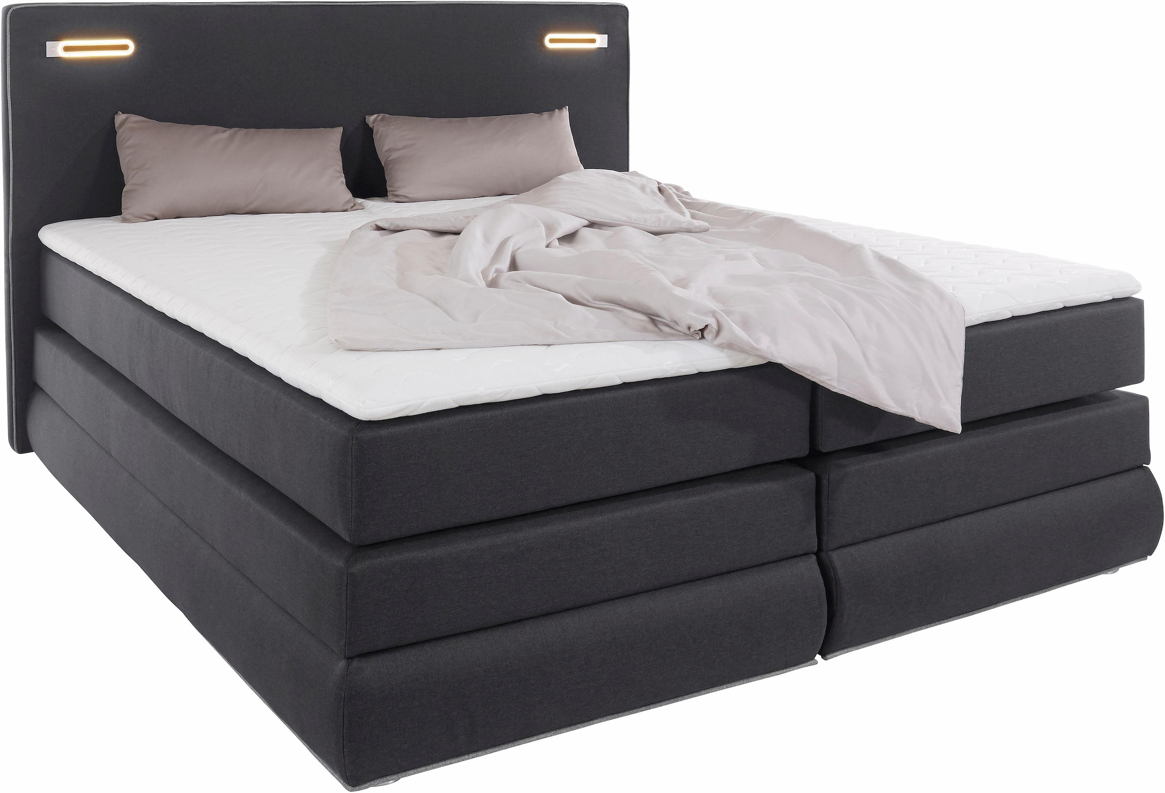 COLLECTION AB Boxspringbett »Ninoni«, inkl. Bettkasten, Topper und wahlweise mit LED-Beleuchtung