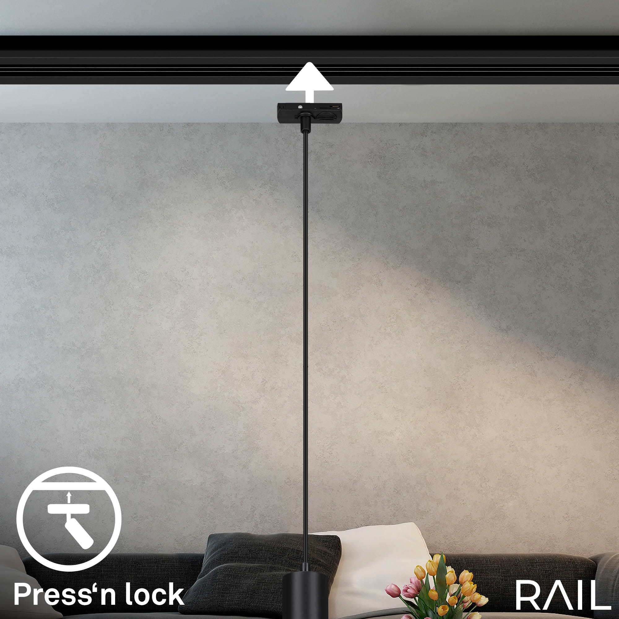 Briloner Leuchten Schienensystem-Leuchten »RAIL« GU10 1 Stk. Pendelleuchte 1440x80x55 mm Schwarz max. 9W Schienensystem Rail Küche