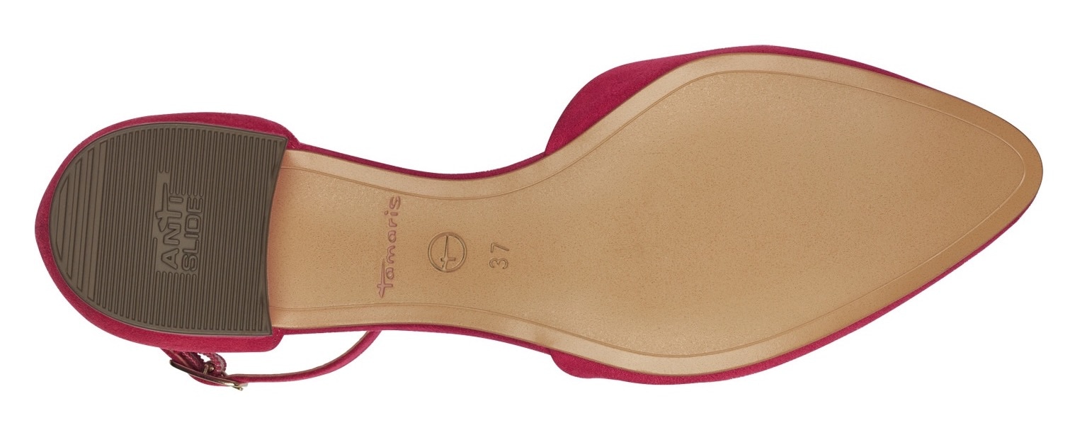 Tamaris Riemchenballerina, Blockabsatz, Sandalette, Abendschuh mit verstellbarem Riemchen