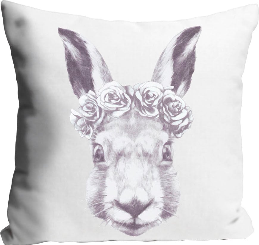 queence Dekokissen »Océane«, mit einem Hasen mit Blumenkranz günstig online kaufen
