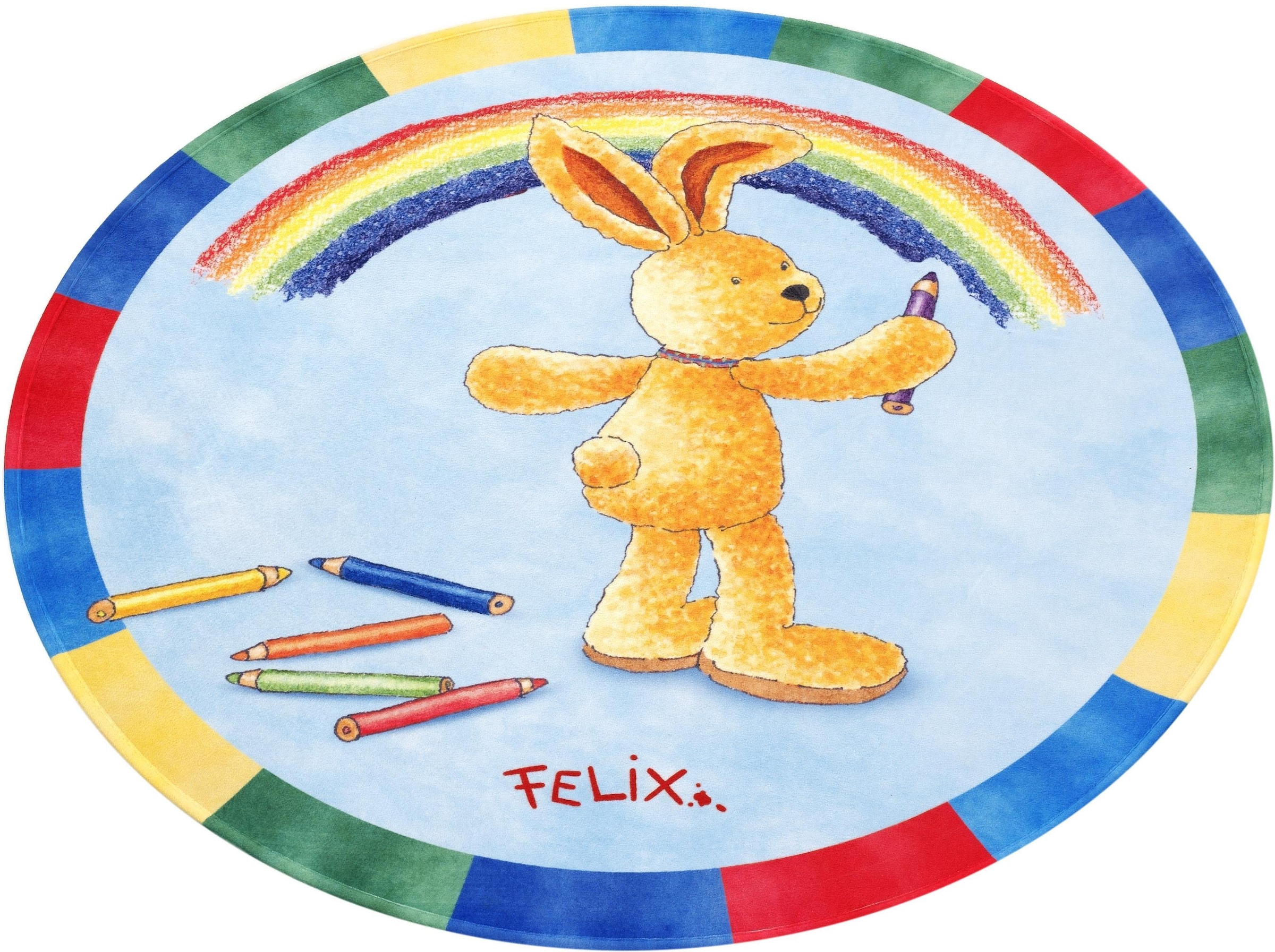 Felix der Hase Kinderteppich »FE-412 Regenbogen«, rund, 6 mm Höhe, Stoff Dr günstig online kaufen