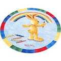 Felix der Hase Kinderteppich »FE-412 Regenbogen«, rund, 6 mm Höhe, Stoff Druck, weiche Mircofaser, Kinderzimmer