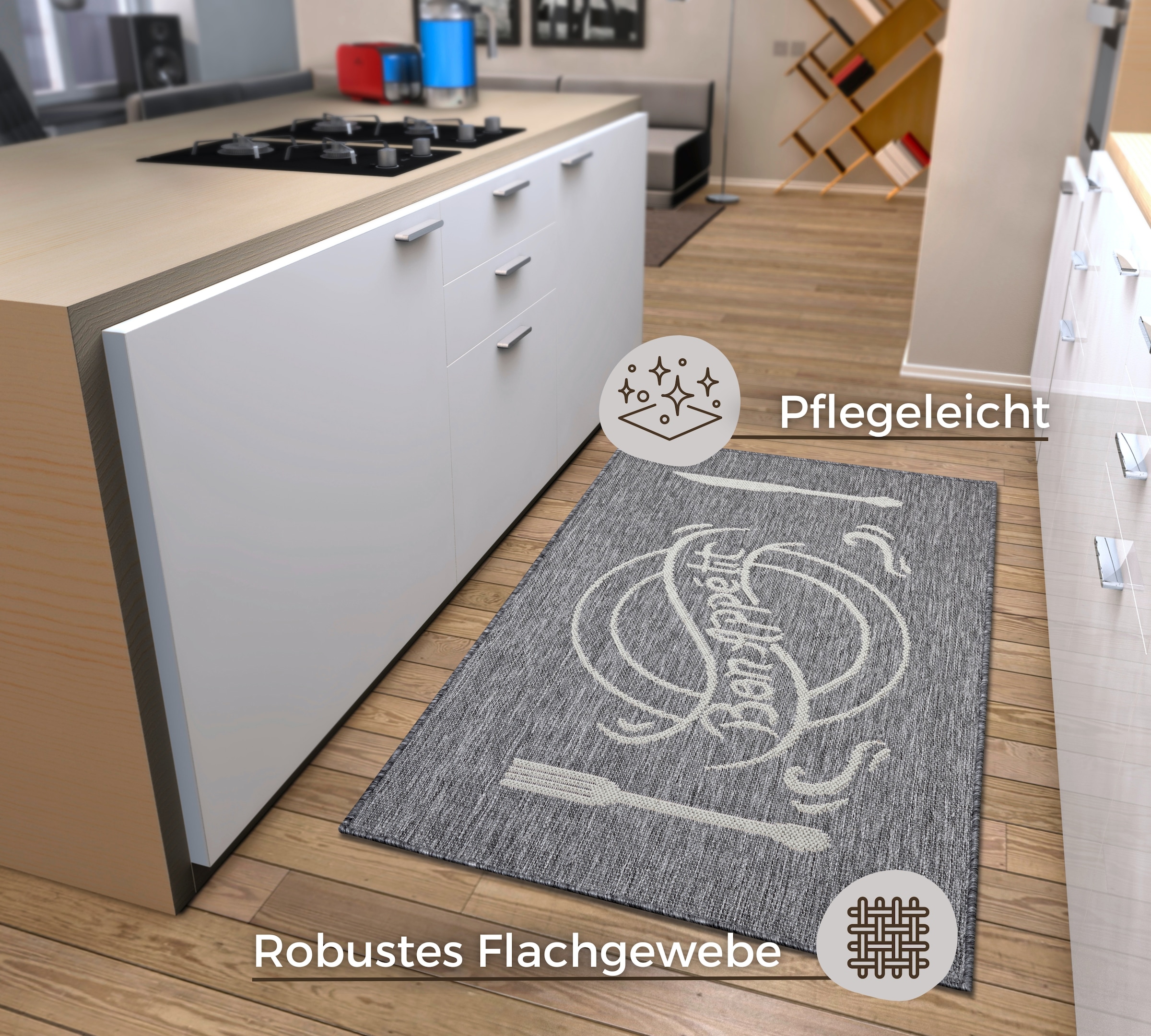 HANSE Home Küchenläufer »Bon Appetit«, rechteckig, 5 mm Höhe, Läufer, Rutschfest, Küchenteppich, Küche, Teppich, Pflegeleicht