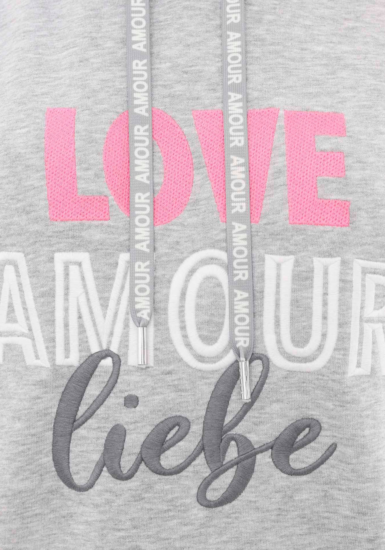 Zwillingsherz Sweatkleid »"Love Amour Liebe"«, mit praktischen Fronttaschen und bedruckter Kordel