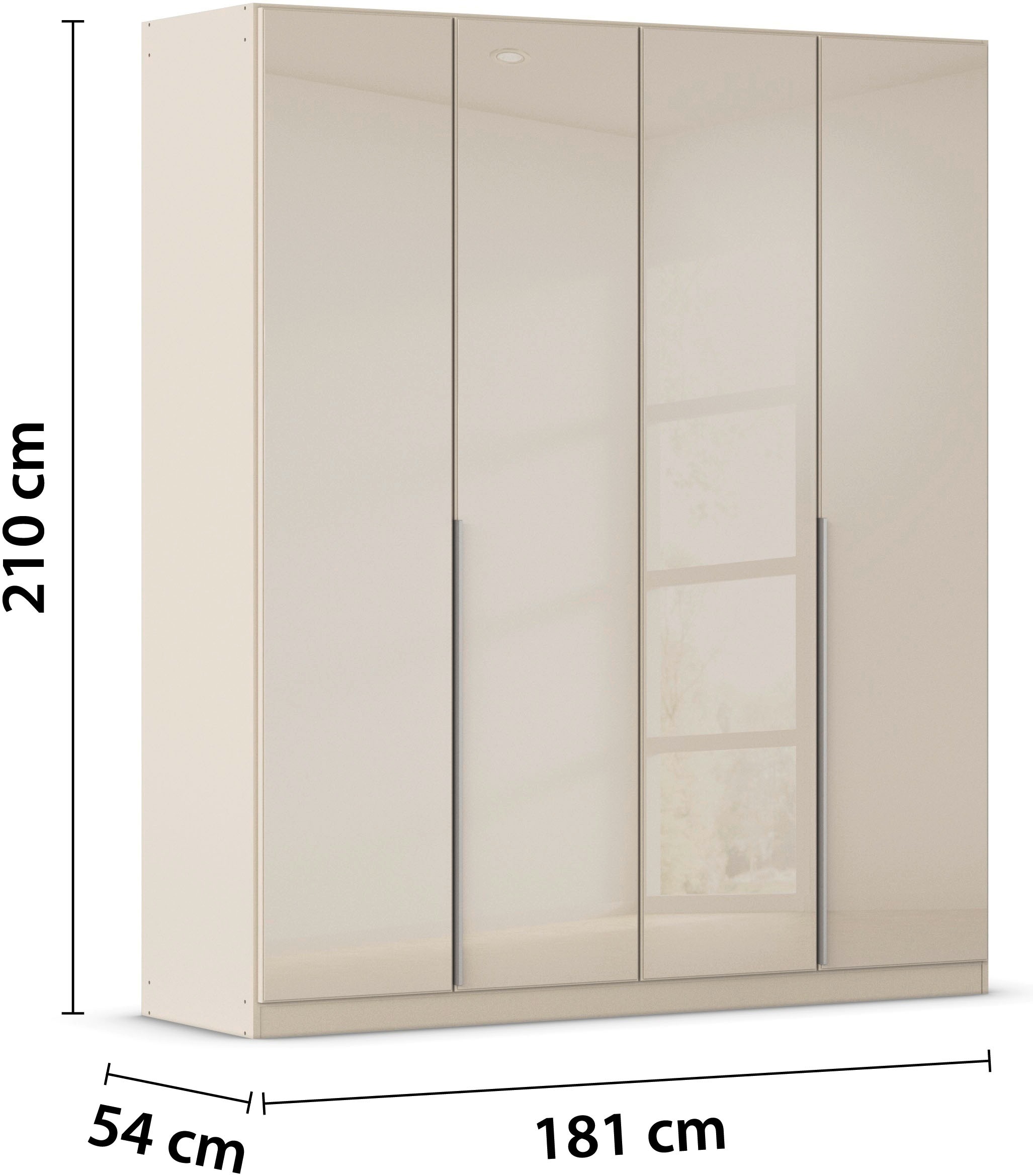 rauch Drehtürenschrank »Kleiderschrank Kleiderschränke Schrank Garderobe AGORDO mit Glasfront«, (in zwei Griff-Farben), durchdachte Innenausstattung, in 6 Breiten und 2 Höhen MADE IN GERMANY
