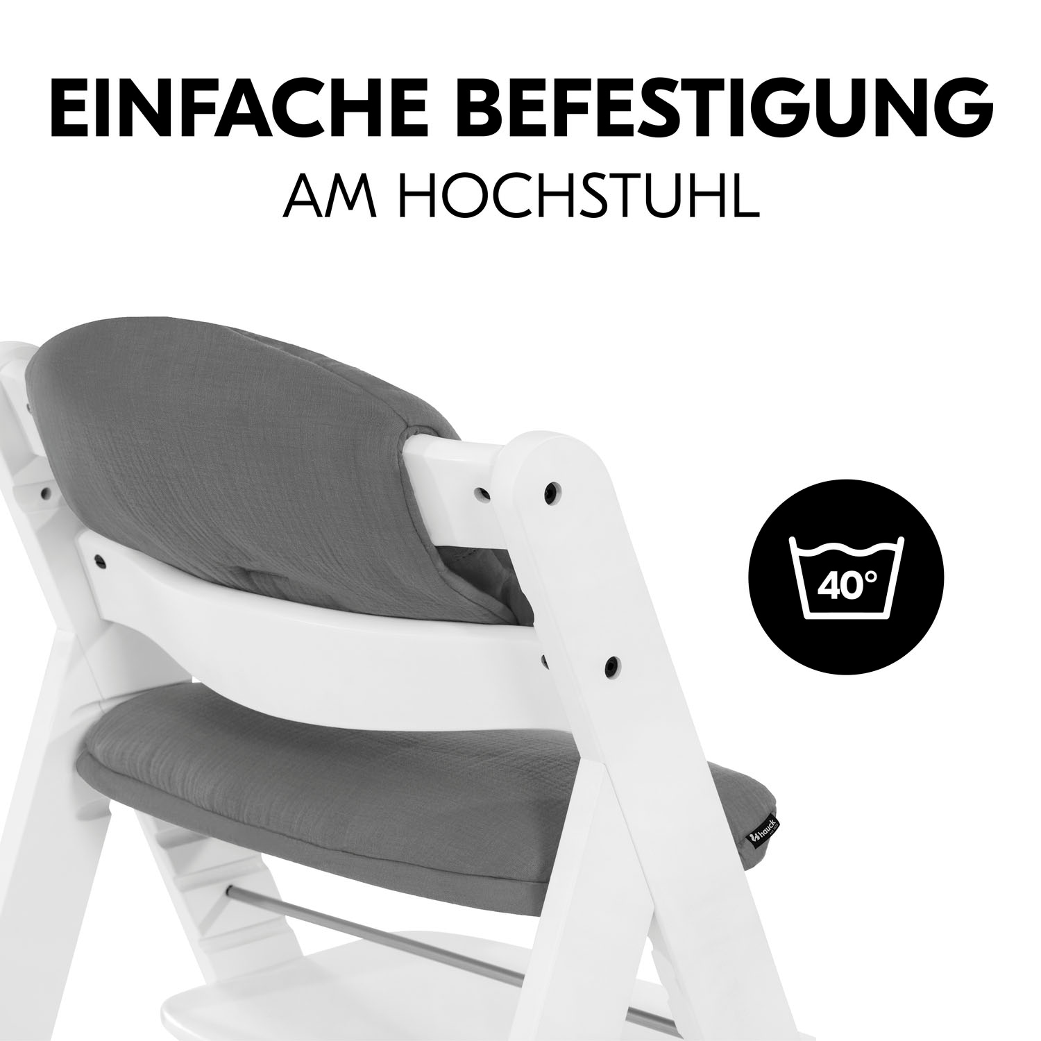 Hauck Kinder-Sitzauflage »Highchair Pad Select Muslin, dark Grey«, für die hauck Holzhochstühle Alpha+, Beta+ und Arketa