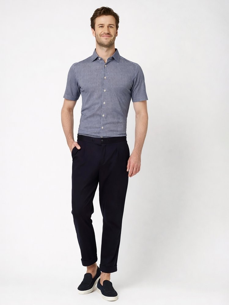 DESOTO Kurzarmhemd »Casual Kent 1/2« Kentkragen, Jerseyhemd, slim fit, fein gestreift