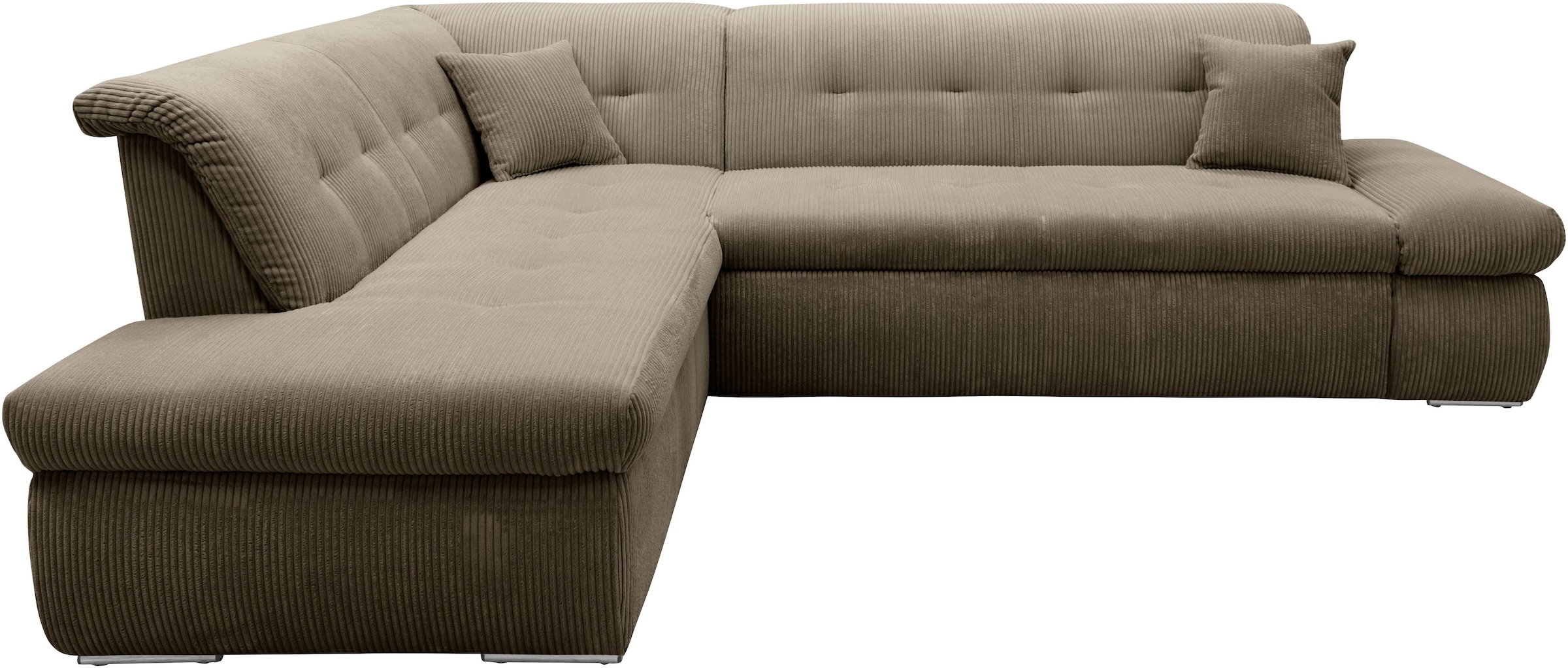 DOMO collection Ecksofa »Moric L-Form«, wahlweise mit Bettfunktion und Armlehnenverstellung, auch in Cord