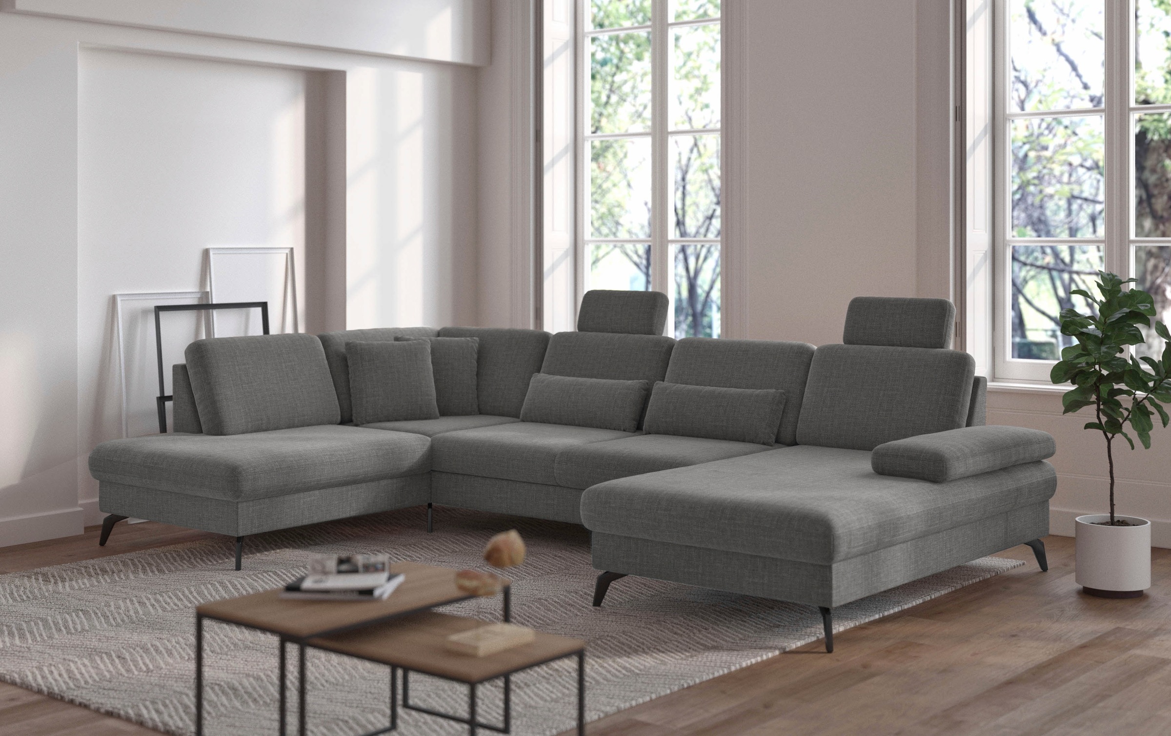 sit&more Wohnlandschaft »Morris U-Form, inkl. Sitztiefenverstellung«, wahlweise mit Armteilverstellung, Bettfunktion & Bettkasten