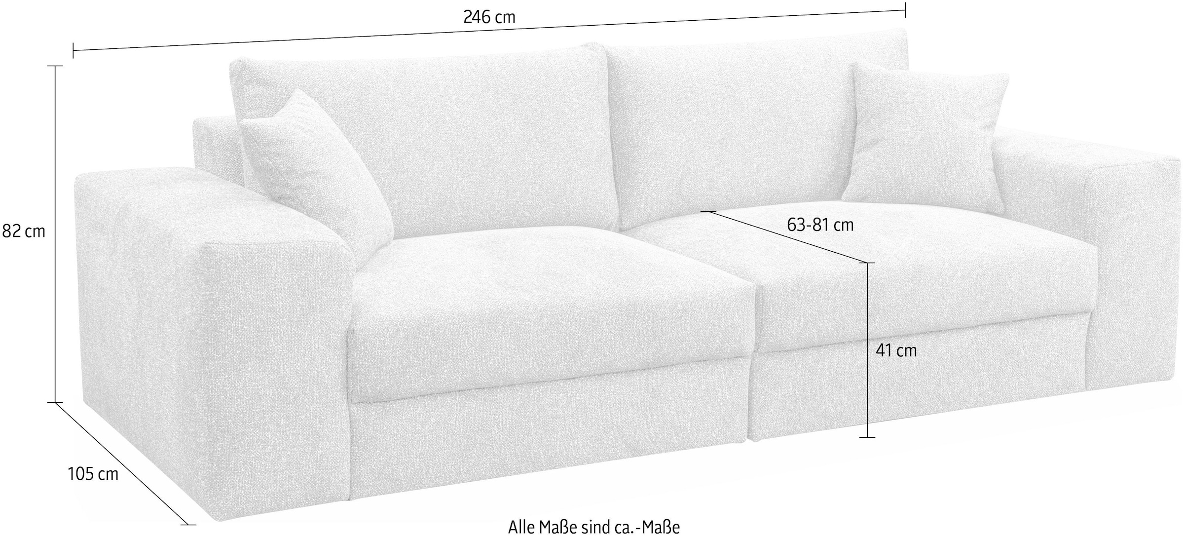 WERK2 Big-Sofa »Rozzana mit viel Platz und aktuellen Bezugsvarianten«, mit losen Rückenkissen