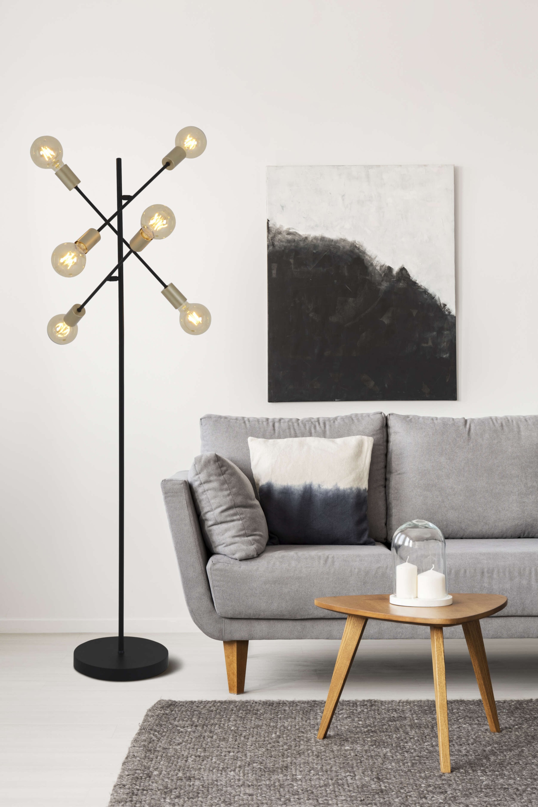 näve Stehlampe »Modo« E27 1 Stk. E27 max. 40W, incl. Tippschalter/Fußschalter, Farbe: schwarz, gold