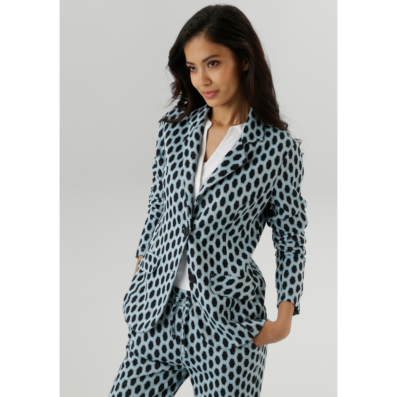 ANISTON SELECTED Jerseyblazer mit Allover-Muster in geometrischer Wabenoptik - NEUE KOLLEKTION hellblau-marine-wollweiß 44 44 Blazer aus...
