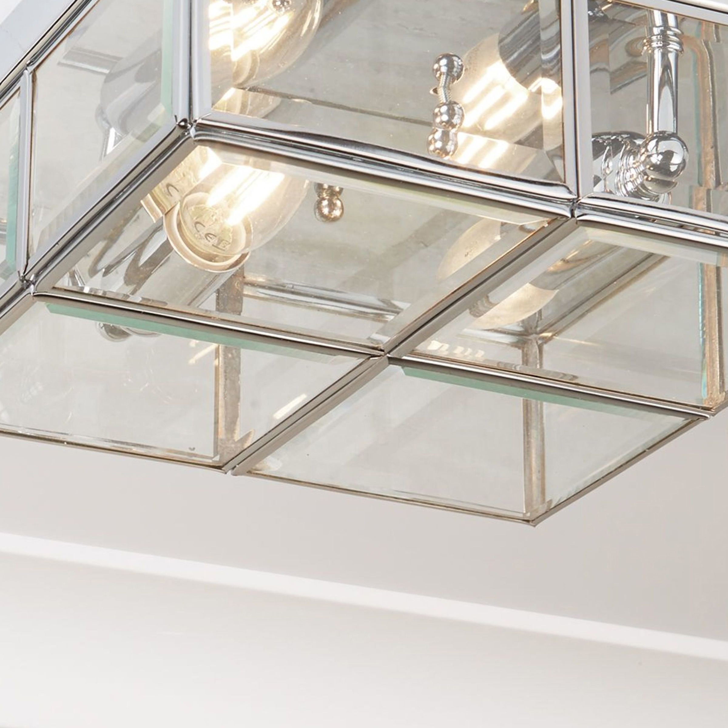 Searchlight Deckenleuchte »Pisa 2Lt Flush - Metall und klares abgeschrägtes Glas« E14 1 Stk.