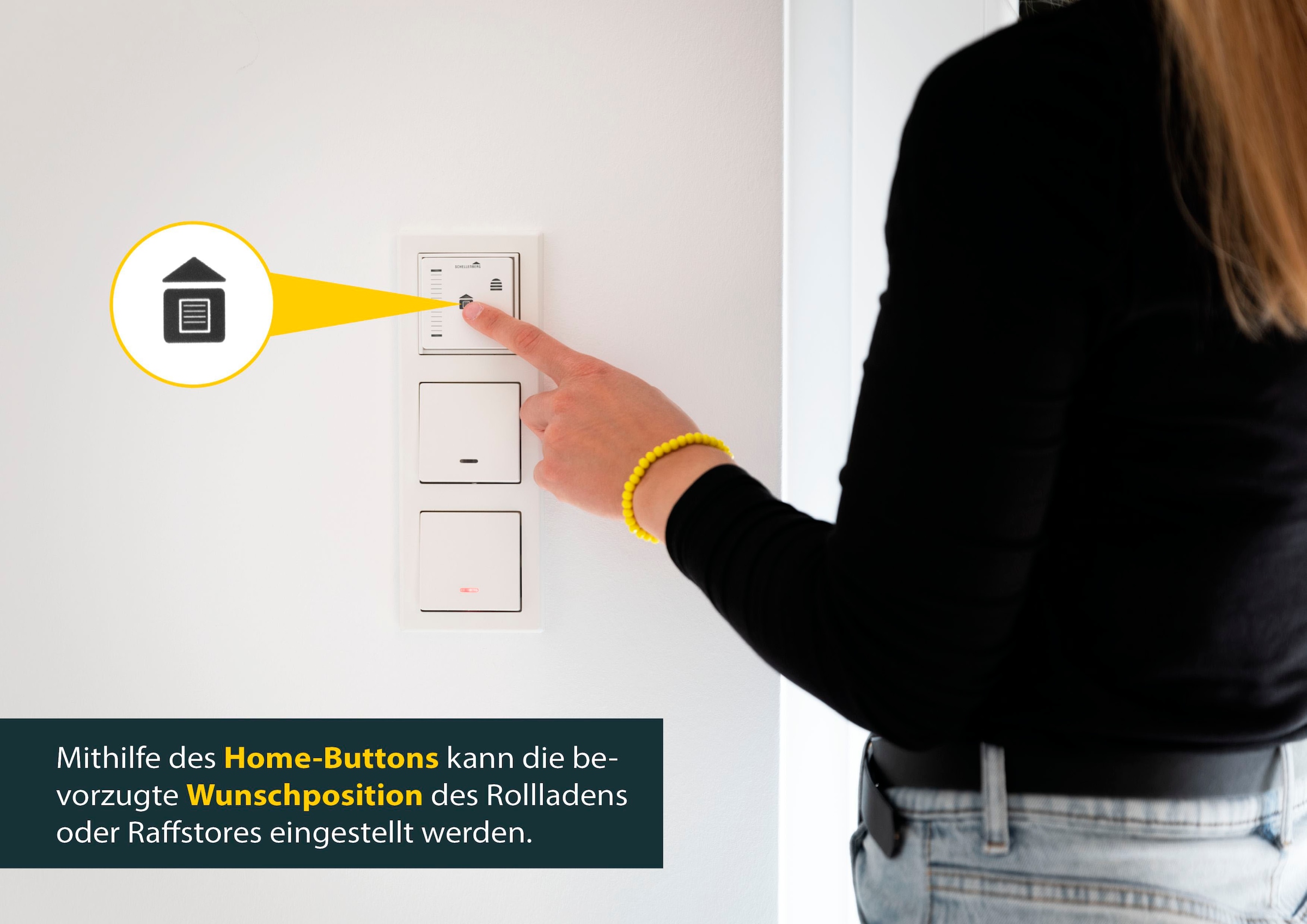 SCHELLENBERG Schalter »mit Touch für elektrische Rollladen- und Raffstore-Motoren«, (1 St.), Jalousieschalter mit integrierter Zeitsteuerung