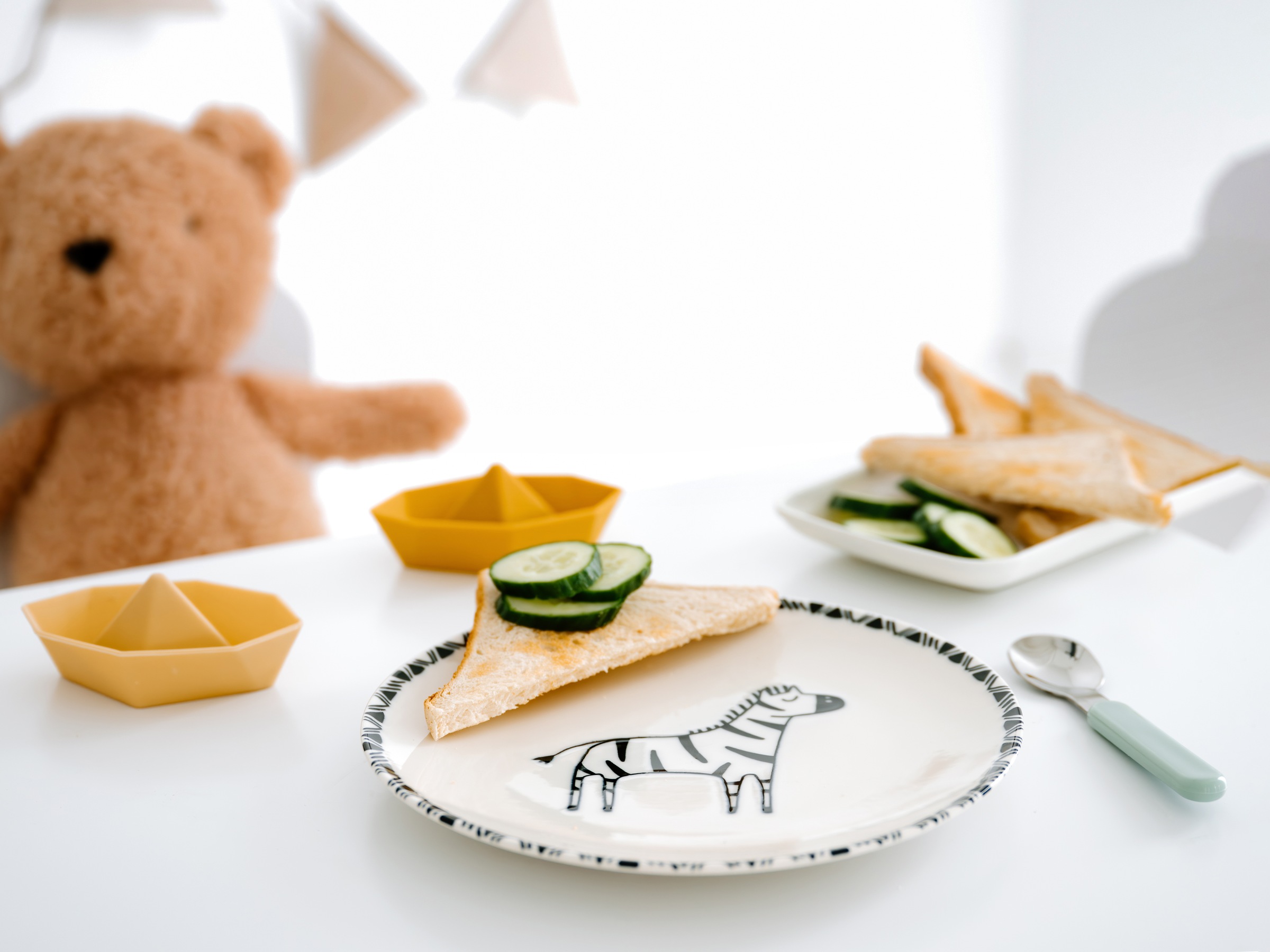 CreaTable Kindergeschirr-Set »Safari Zebra, Kinder Set 3-tlg.« gezeichnete Tiermotive, skandinavischer Stil, Ethno-Style Motive