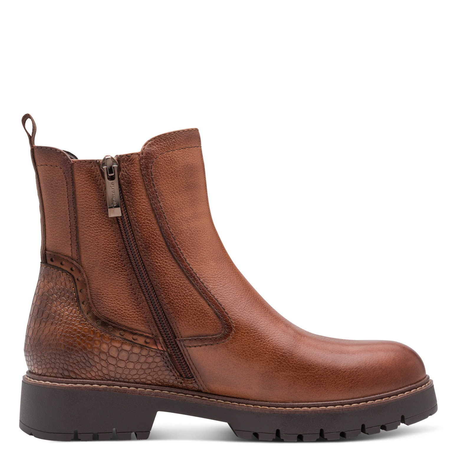 Tamaris Chelseaboots, Blockabsatz, Stiefelette mit Kontrast-Rahmennaht