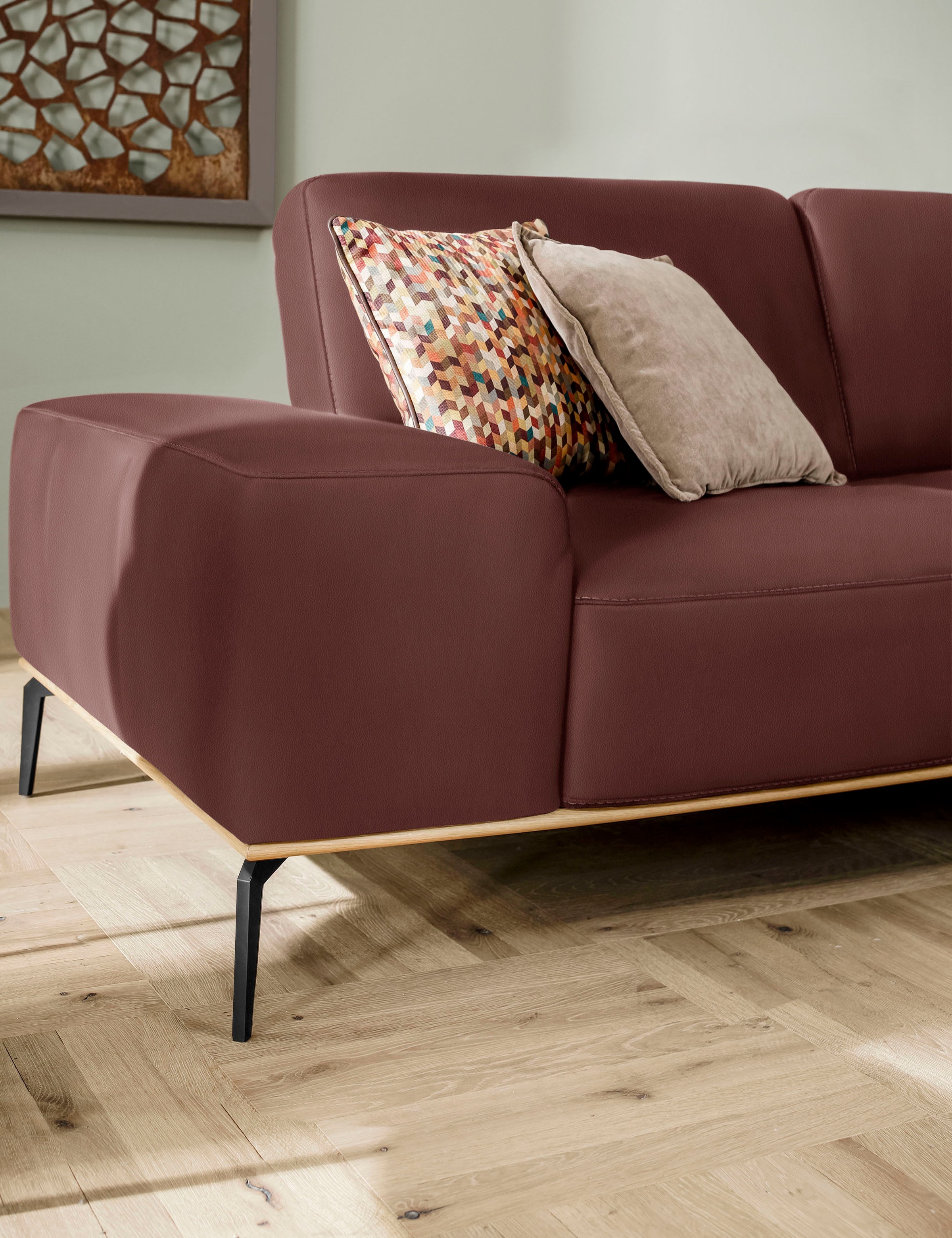 W.SCHILLIG Ecksofa »run, Designsofa mit tollem Sitzkomfort, bequem, L-Form«, mit Holzsockel, Füße in Schwarz pulverbeschichtet, Breite 319 cm