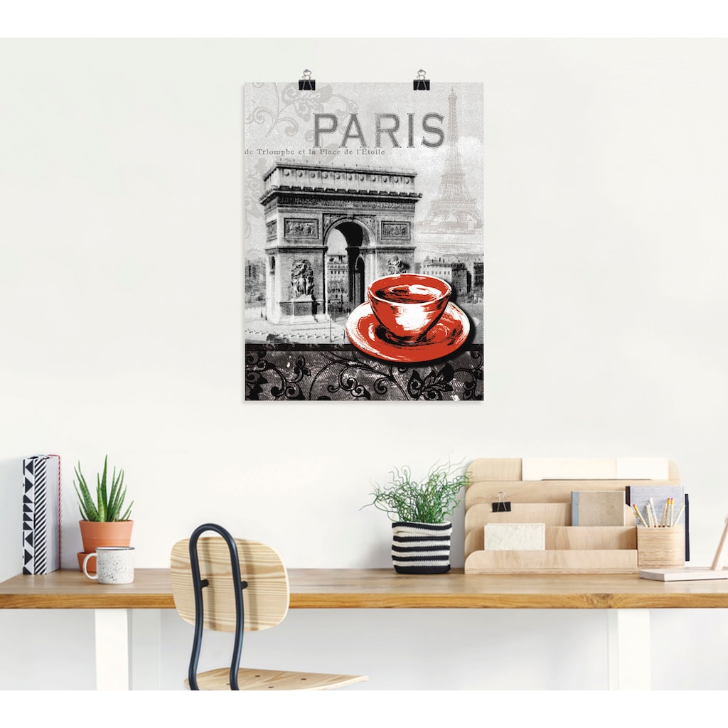 Artland Wandbild »Paris - Café au Lait - Milchkaffee«, Gebäude, (1 St.)