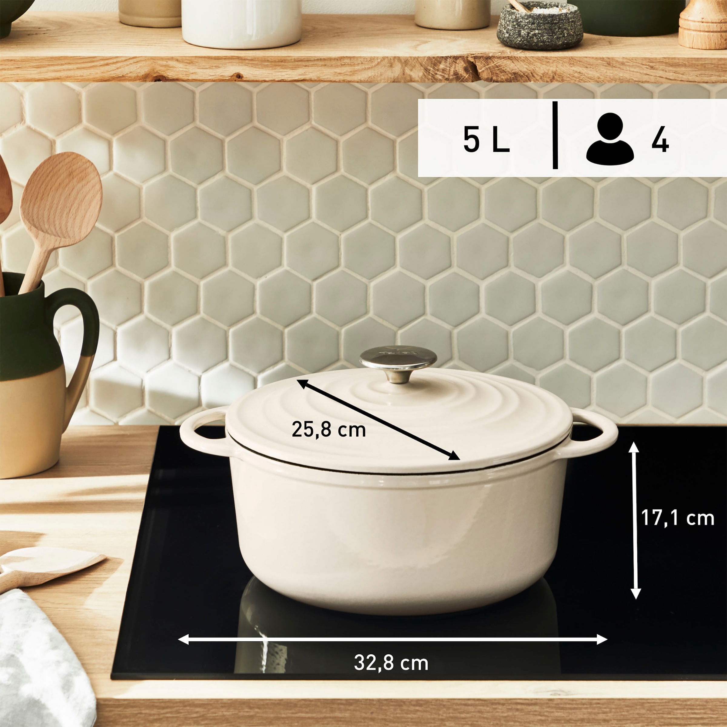Tefal Kochtopf »LOV«, Gusseisen, (1 tlg.), umweltfreundlich, unbedenkliche Pigmente,Schongaren, Ø25 cm, Induktion